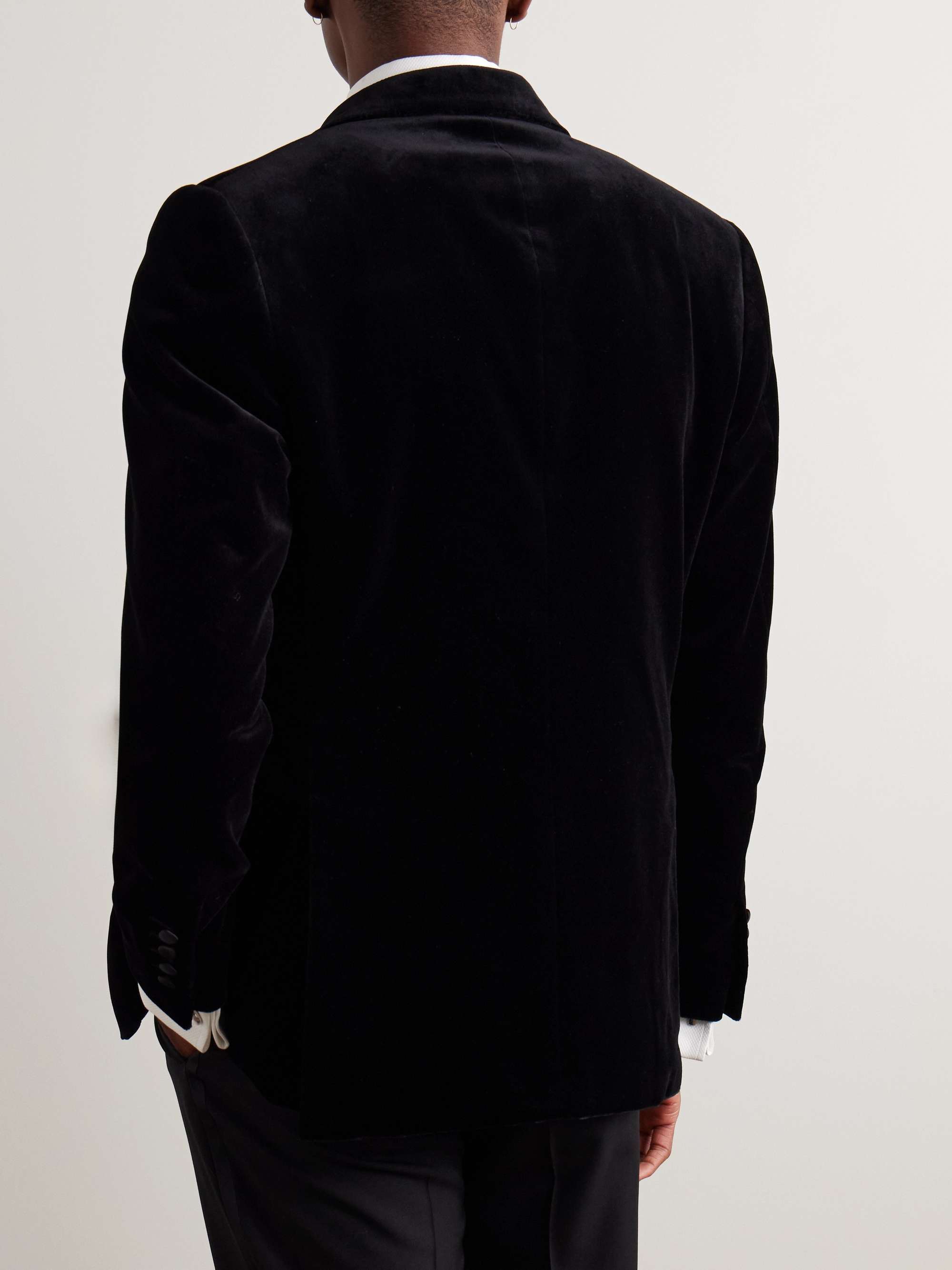 Slim-Fit Satin-Trimmed Cotton-Velvet Tuxedo Jacket view