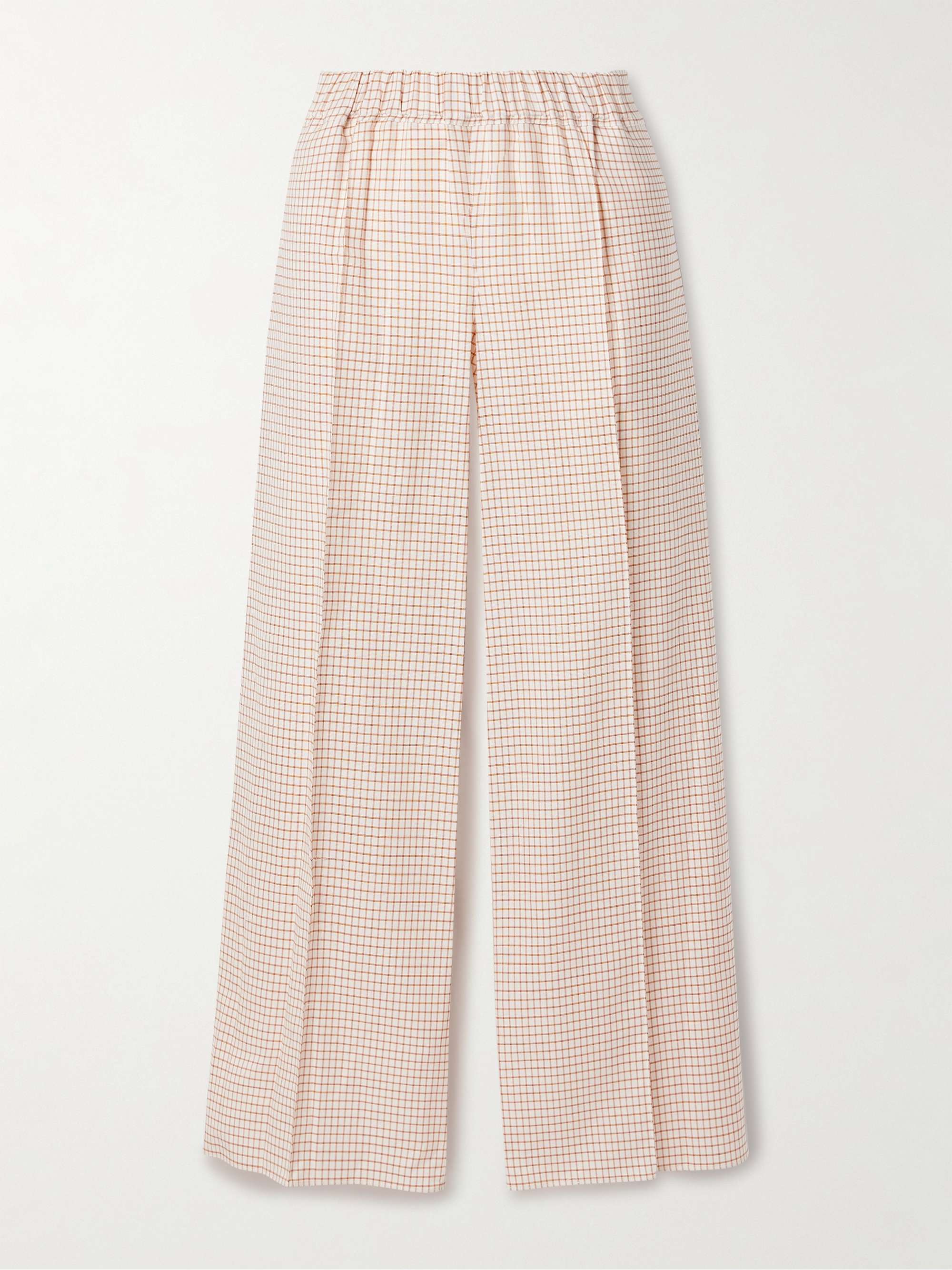 Poloma checked wool and cotton-blend wide-leg pants hero visual