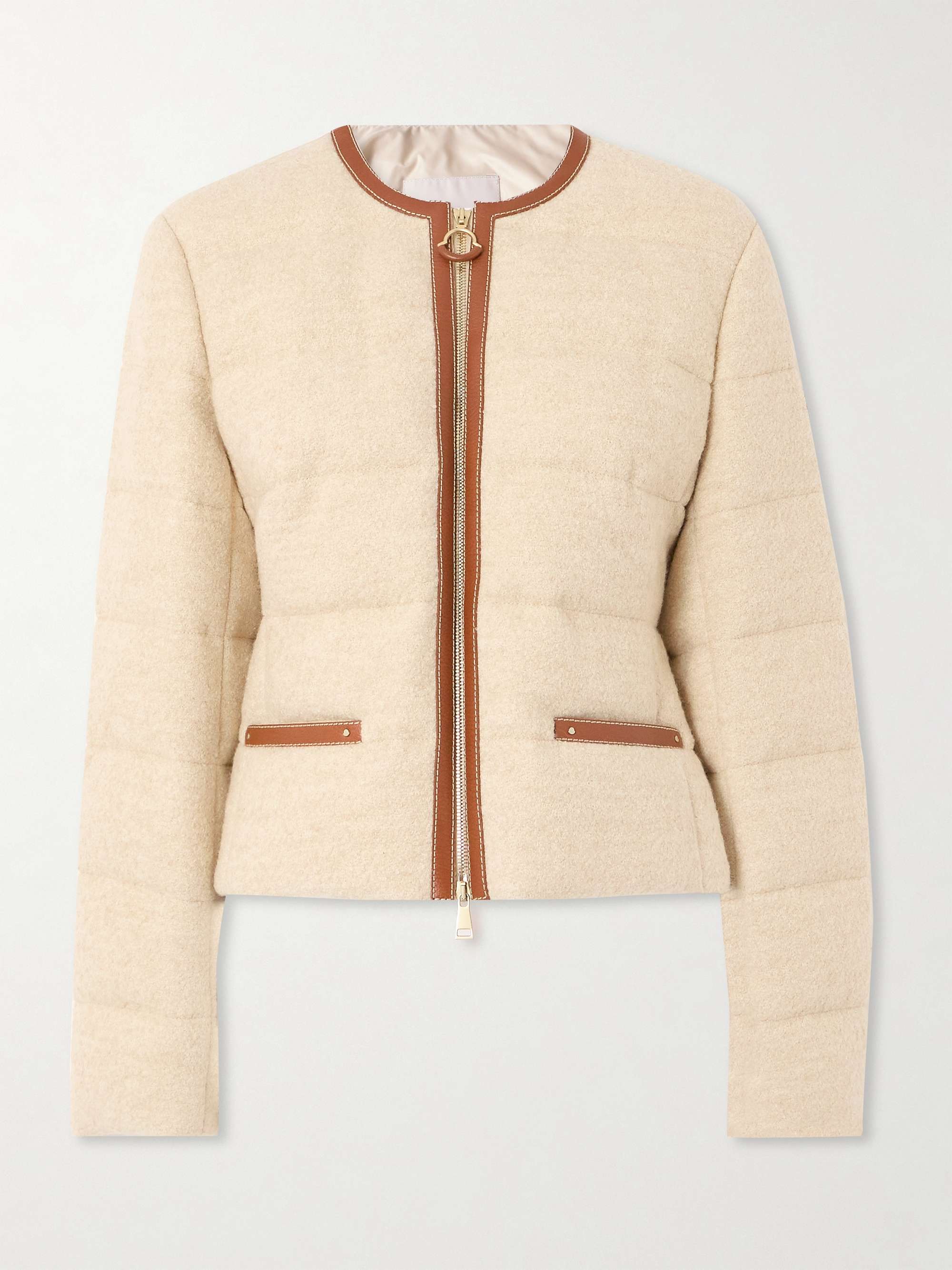 Serinde leather-trimmed quilted wool-blend bouclé down jacket hero visual