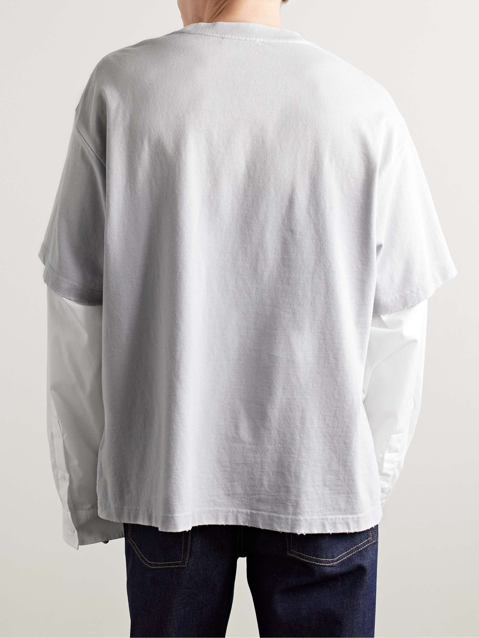 Edra Oversized Layered Logo-Print Cotton-Jersey and Poplin T-Shirt view