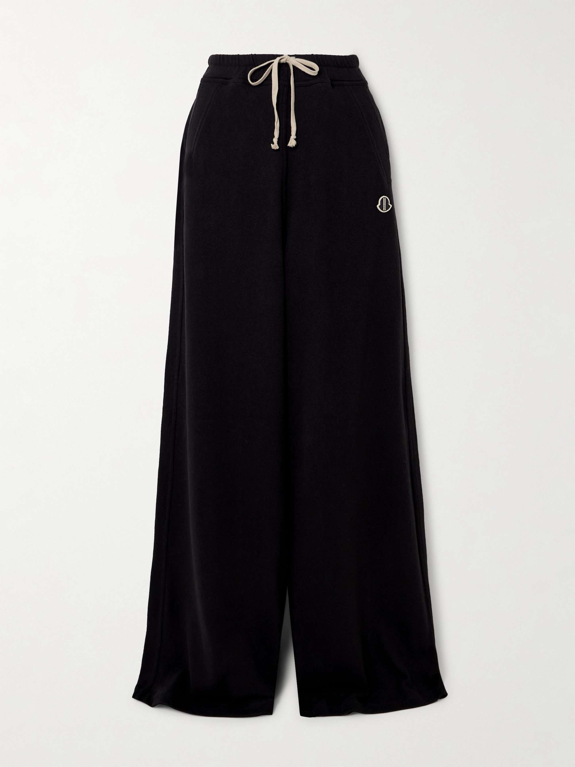 + Moncler Belas appliquéd cotton-jersey wide-leg track pants hero visual