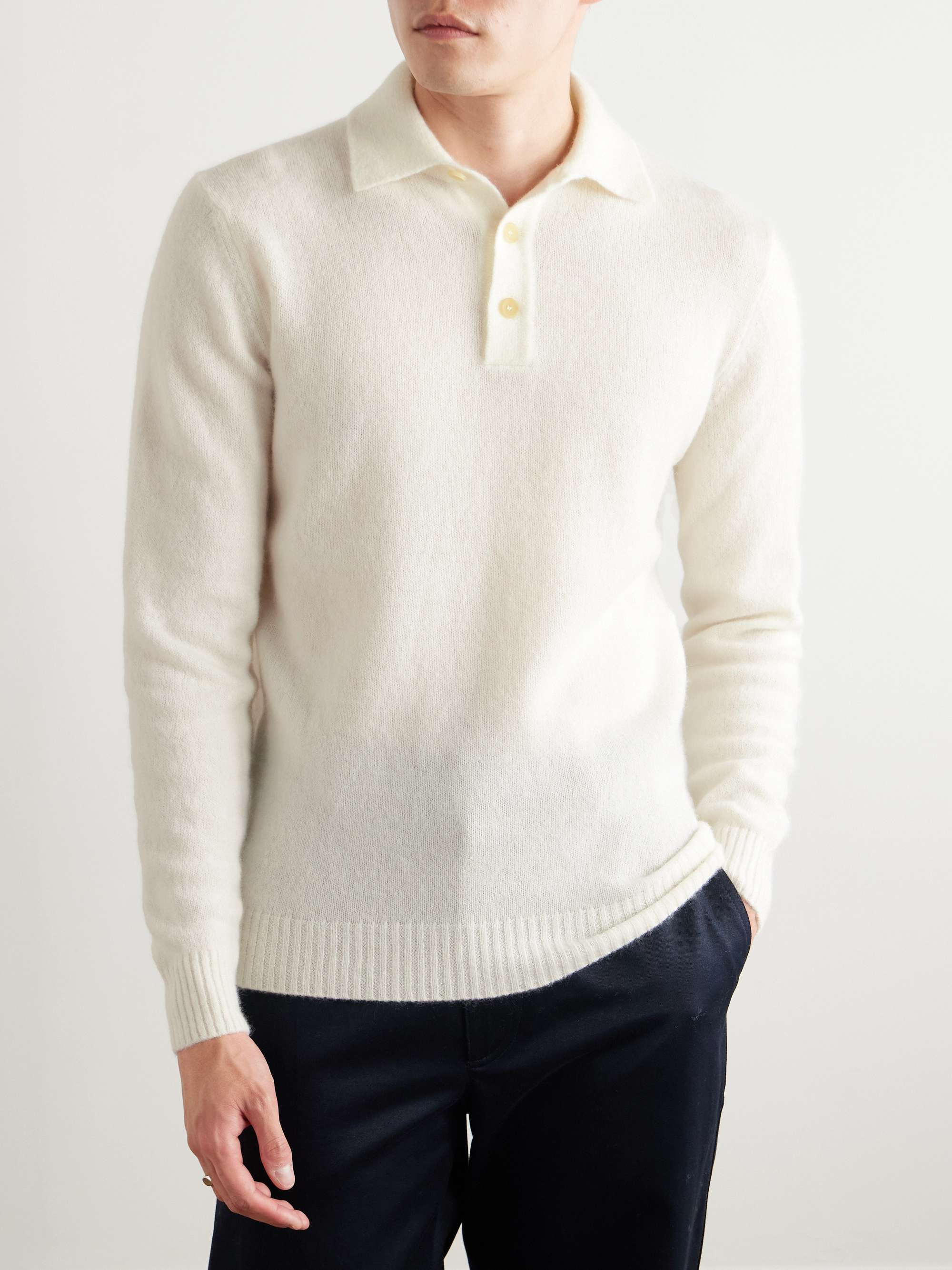 Brushed Cashmere-Blend Polo Shirt view