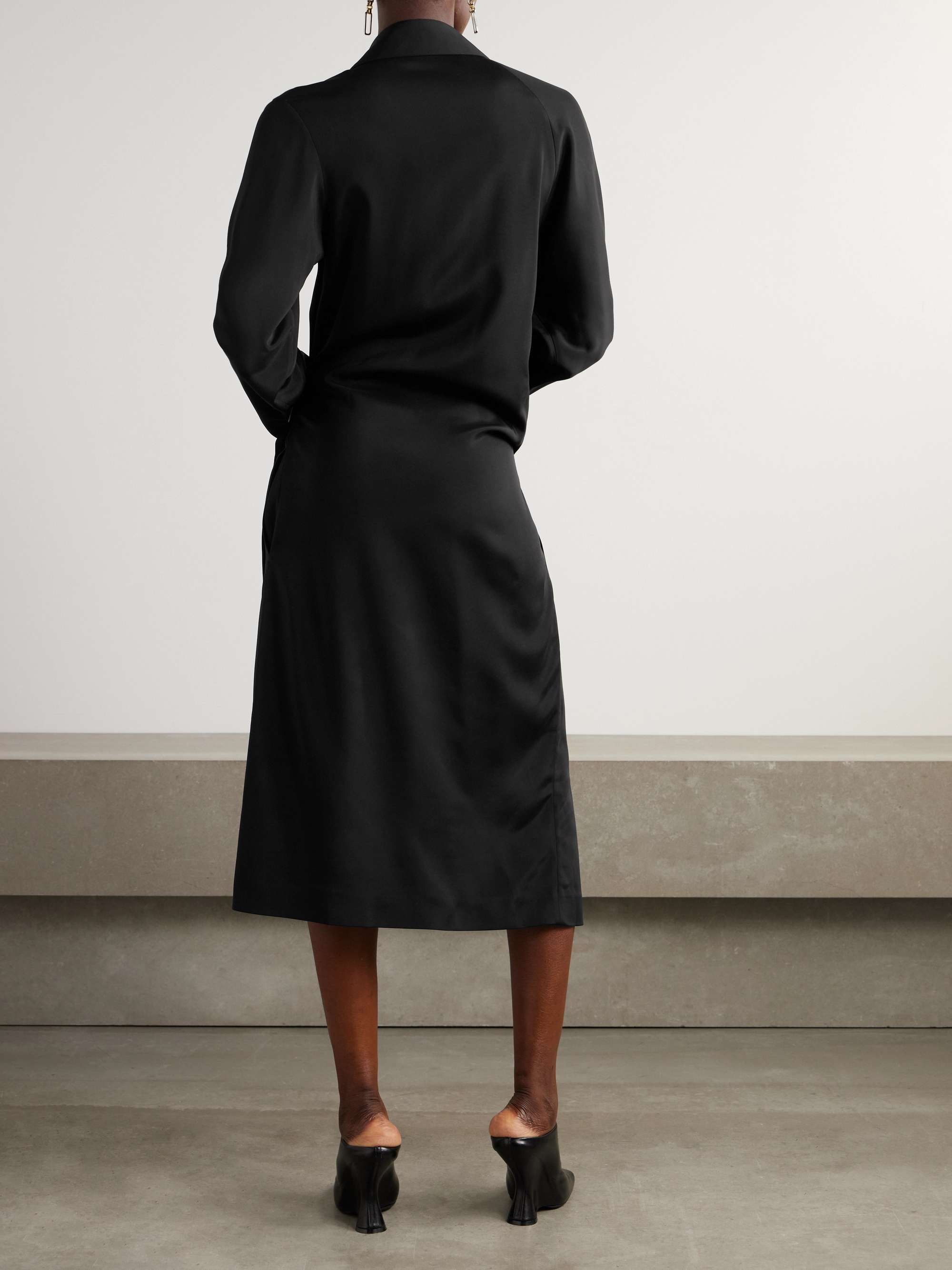 Wrap-effect belted woven midi shirt dress view