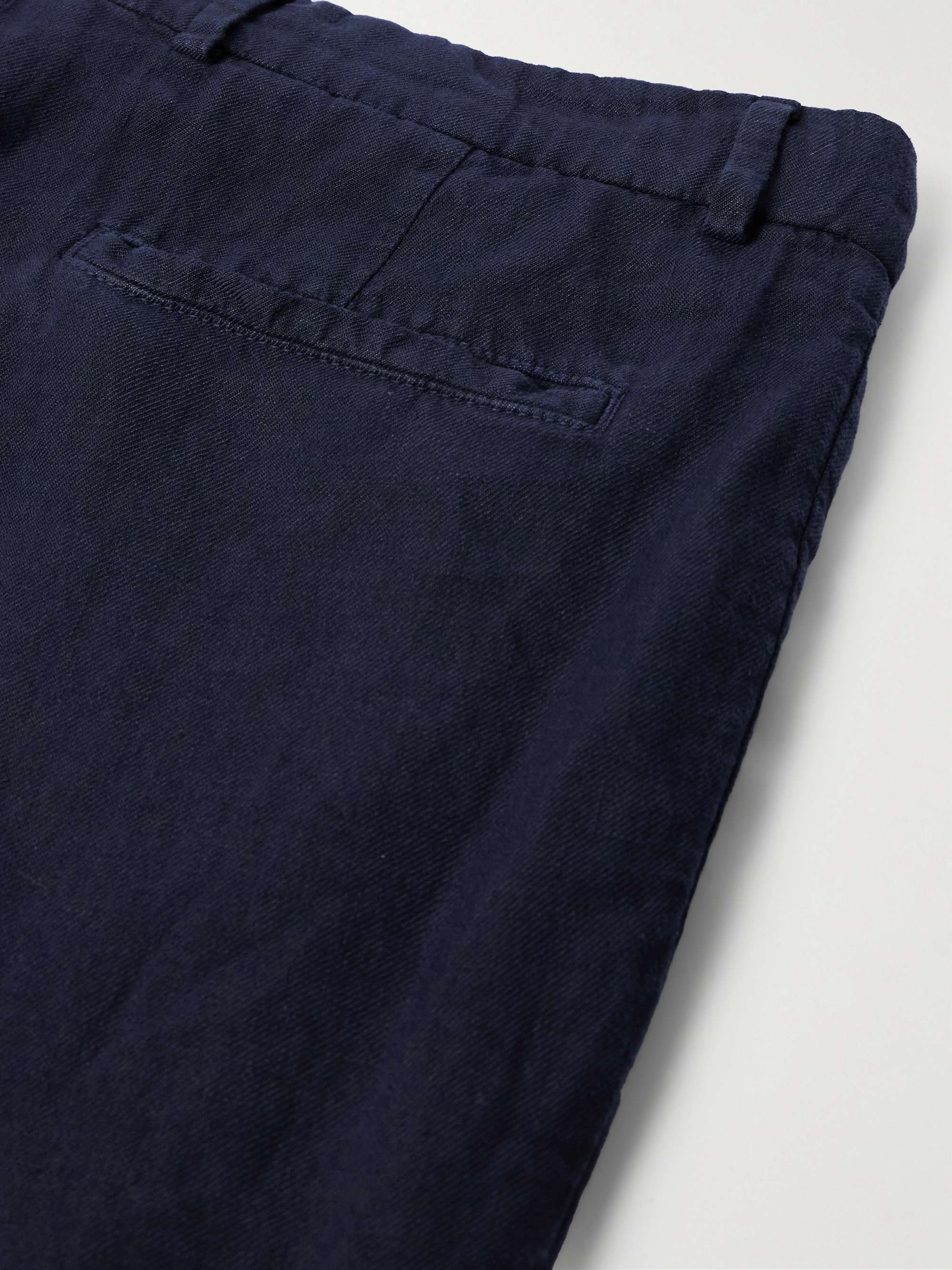 Tapered Pleated Linen-Twill Trousers view