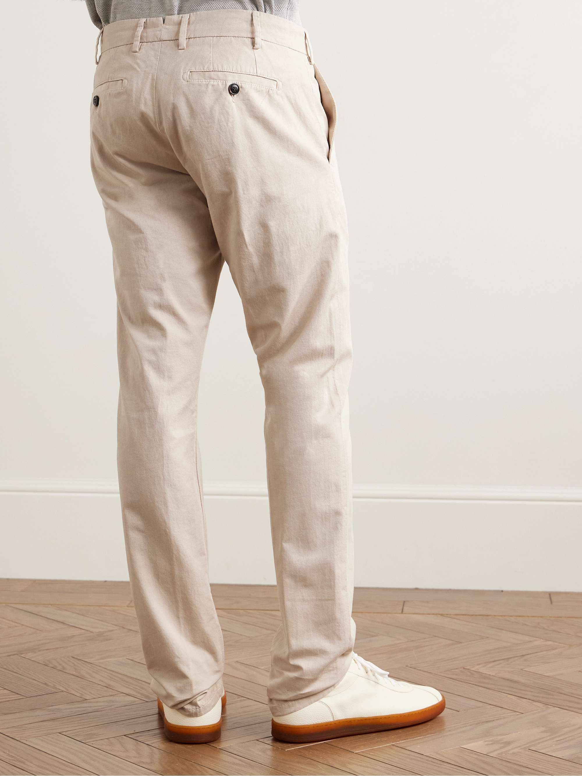 Somerset Slim-Fit Stretch-Cotton and Linen-Blend Trousers view