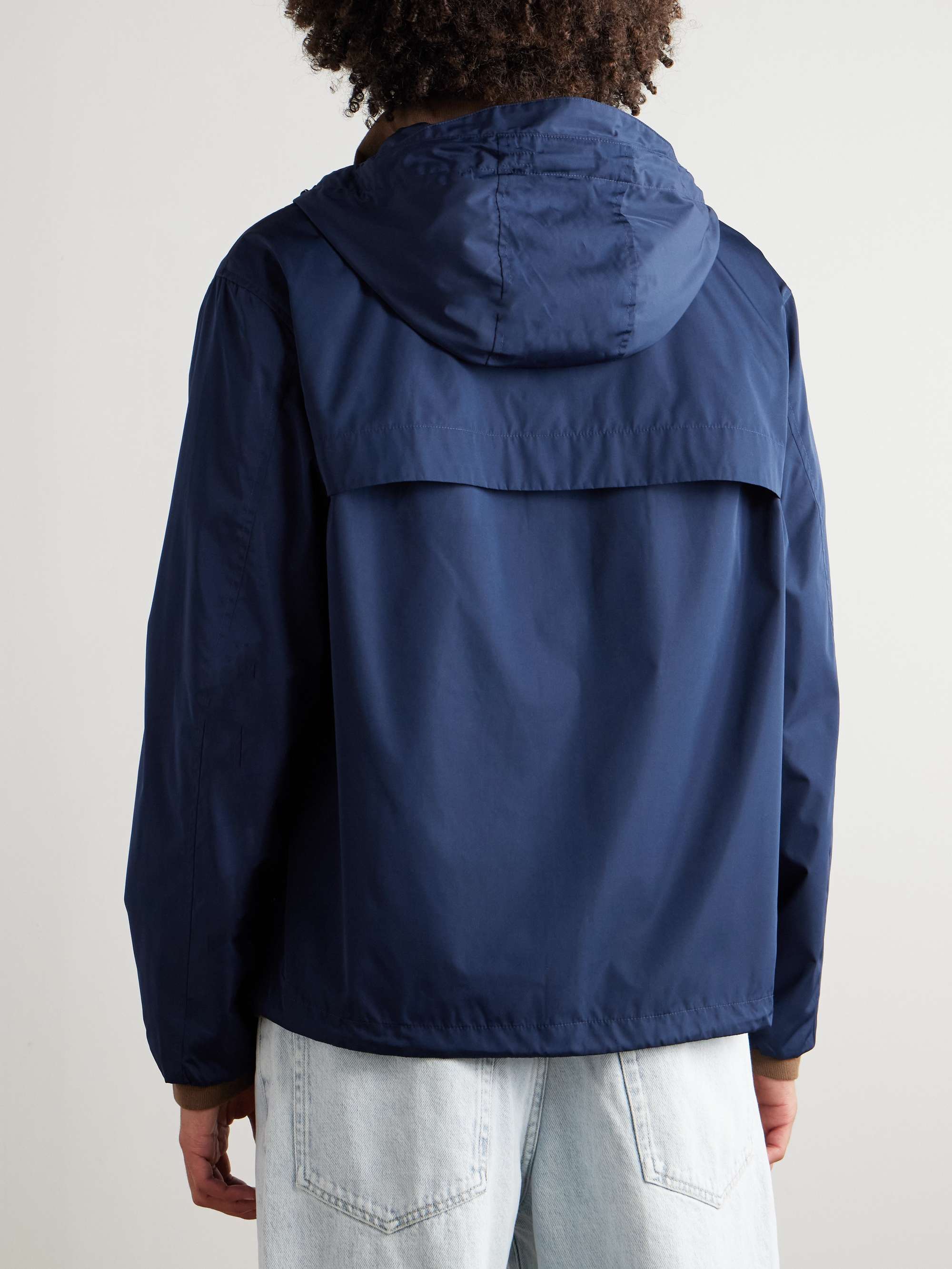 Logo-Embroidered Shell Hooded Jacket view