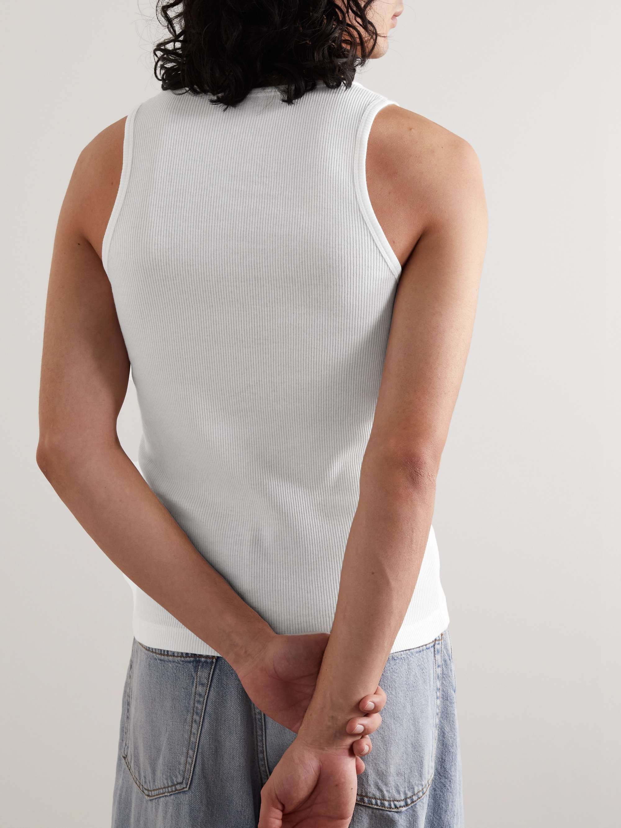 Logo-Embroidered Ribbed Stretch-Cotton Tank Top view