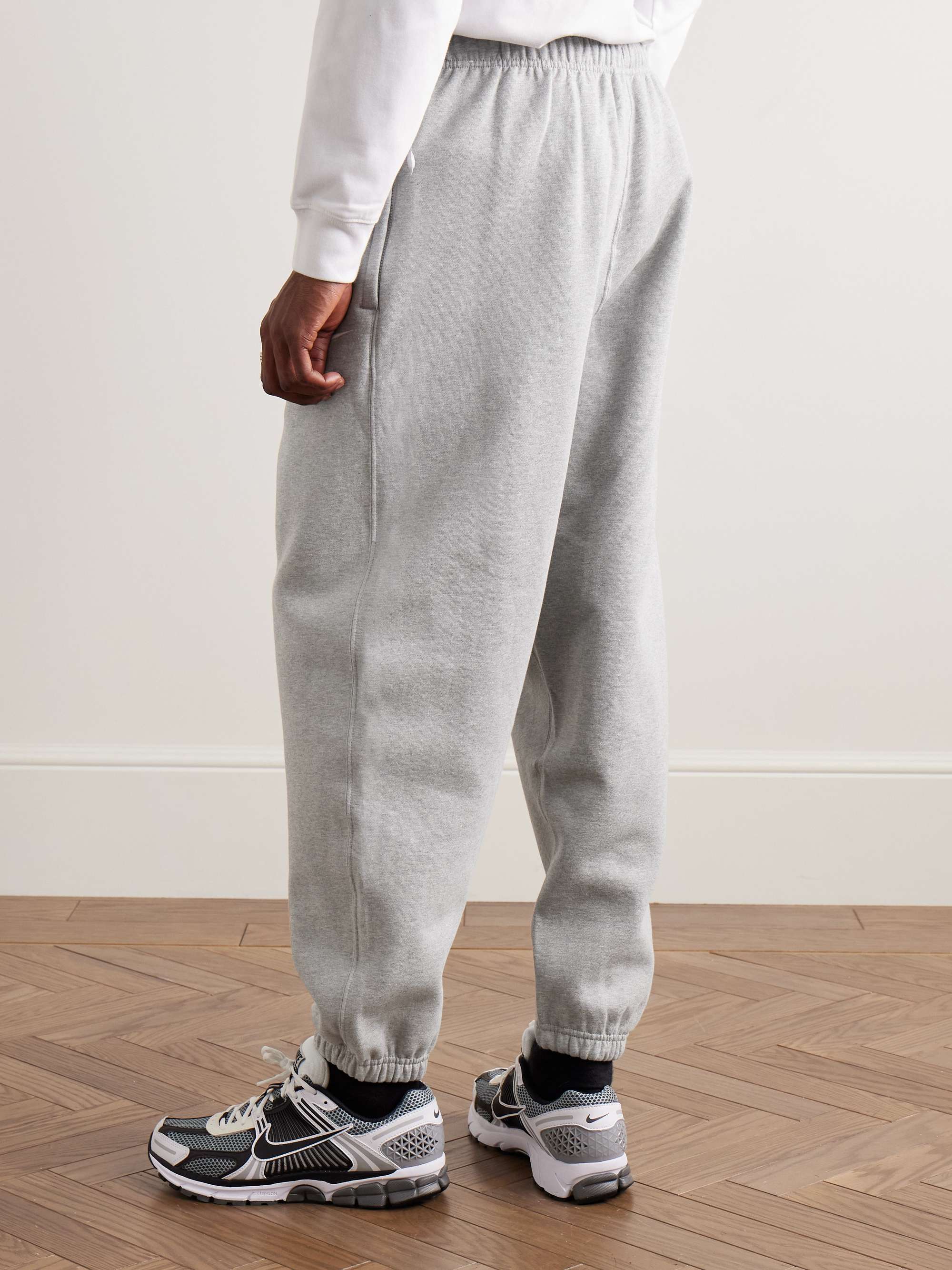Solo Swoosh Tapered Logo-Embroidered Cotton-Blend Jersey Sweatpants view