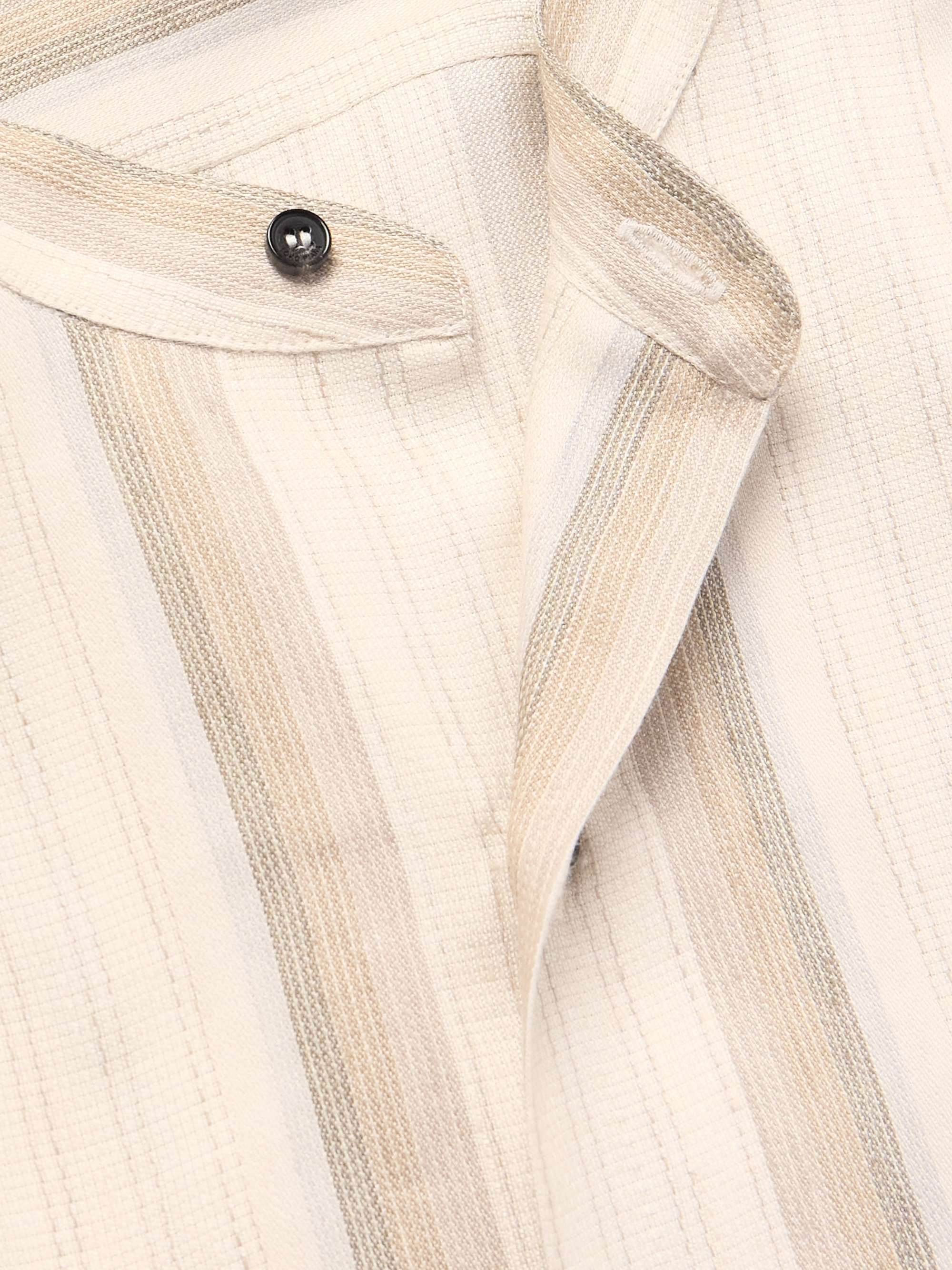 Elia Grandad-Collar Striped Linen and Silk-Blend Shirt view