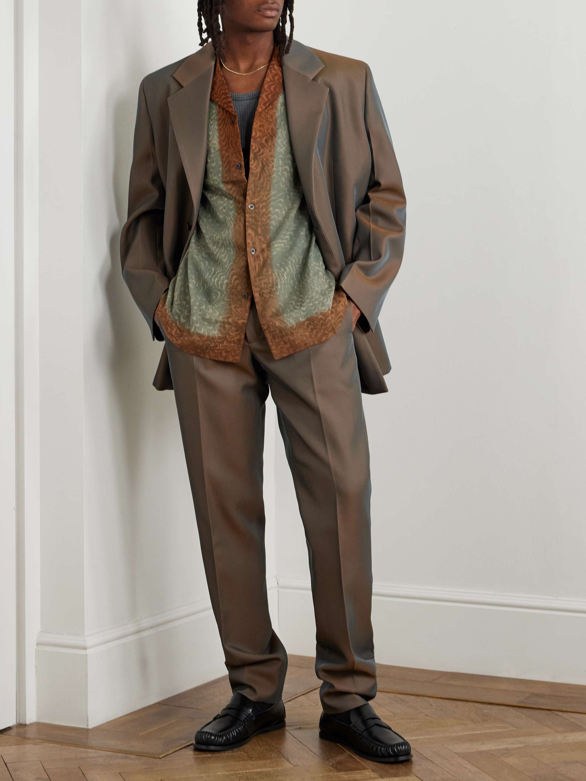 Straight-Leg Virgin Wool-Blend Twill Trousers view