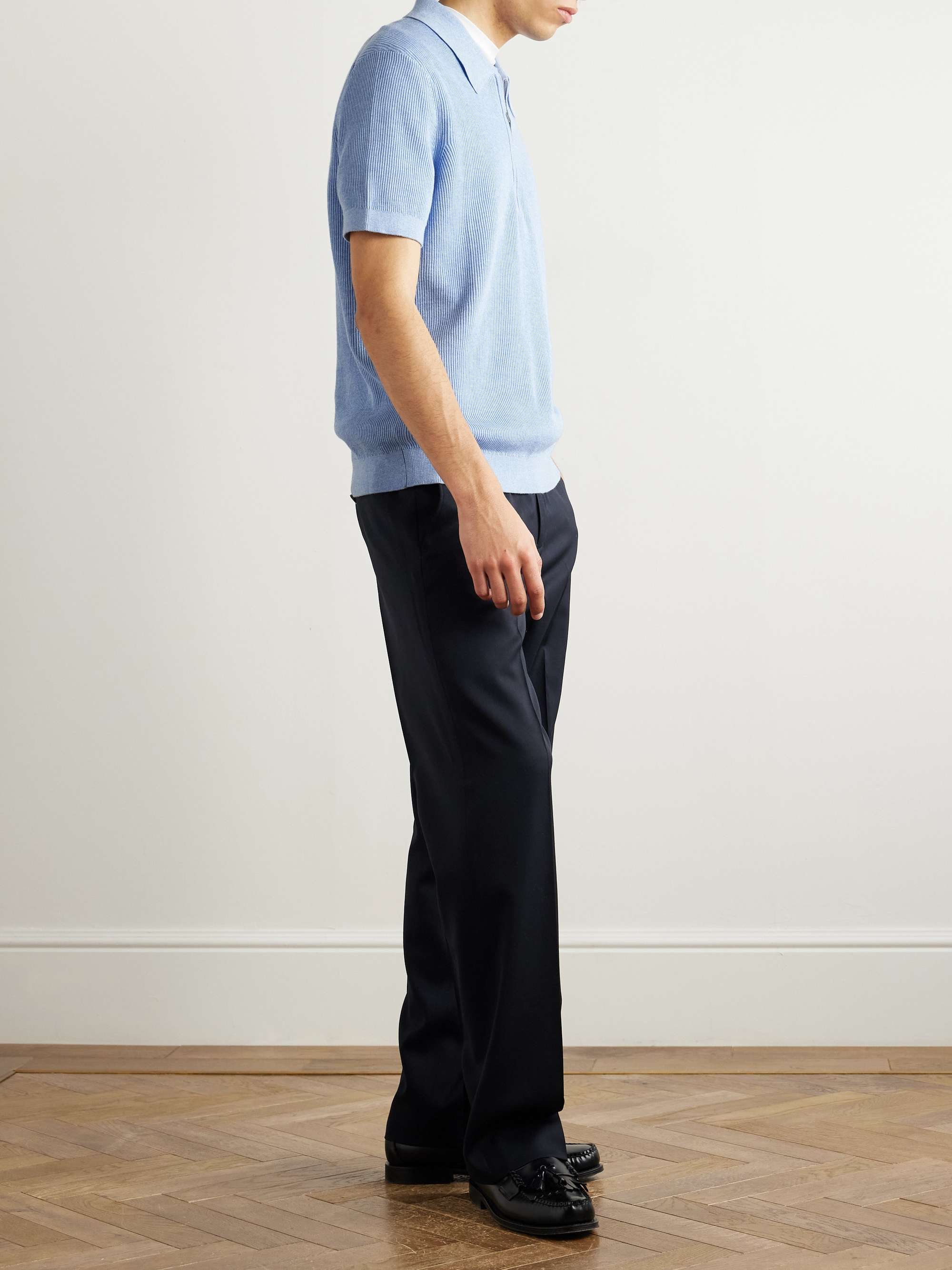 Hansie 6600 Ribbed Organic Cotton Half-Zip Polo Shirt view