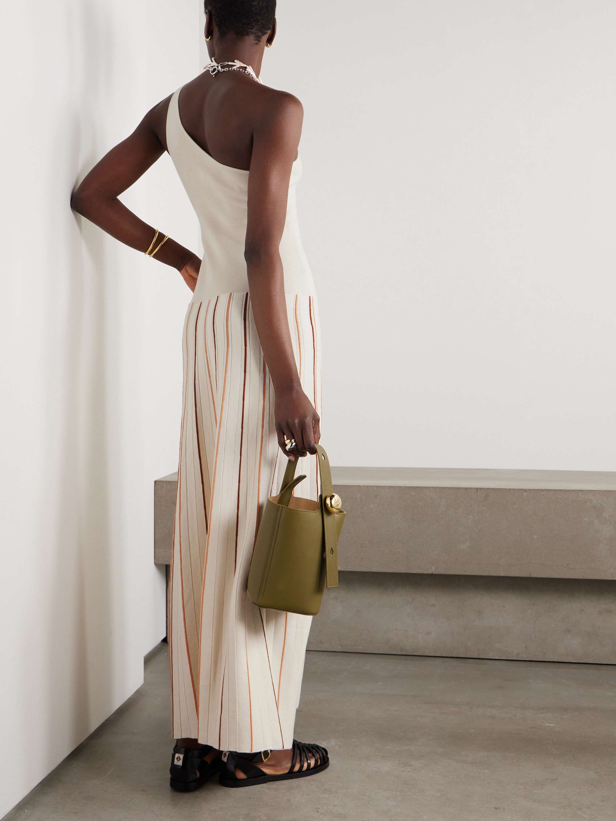 Manglar one-shoulder striped organic cotton maxi dress view