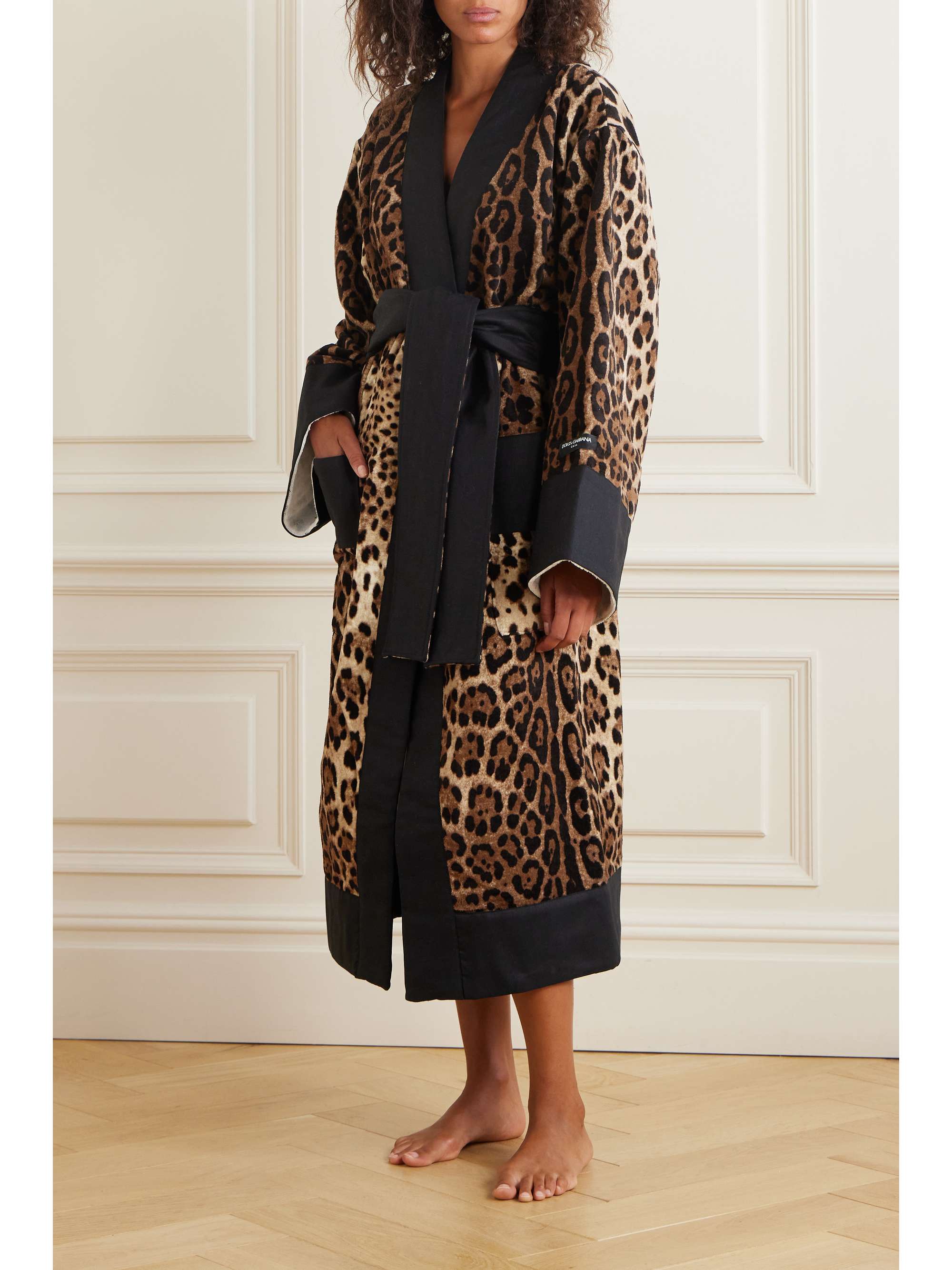 Leopard-print cotton-terry robe view