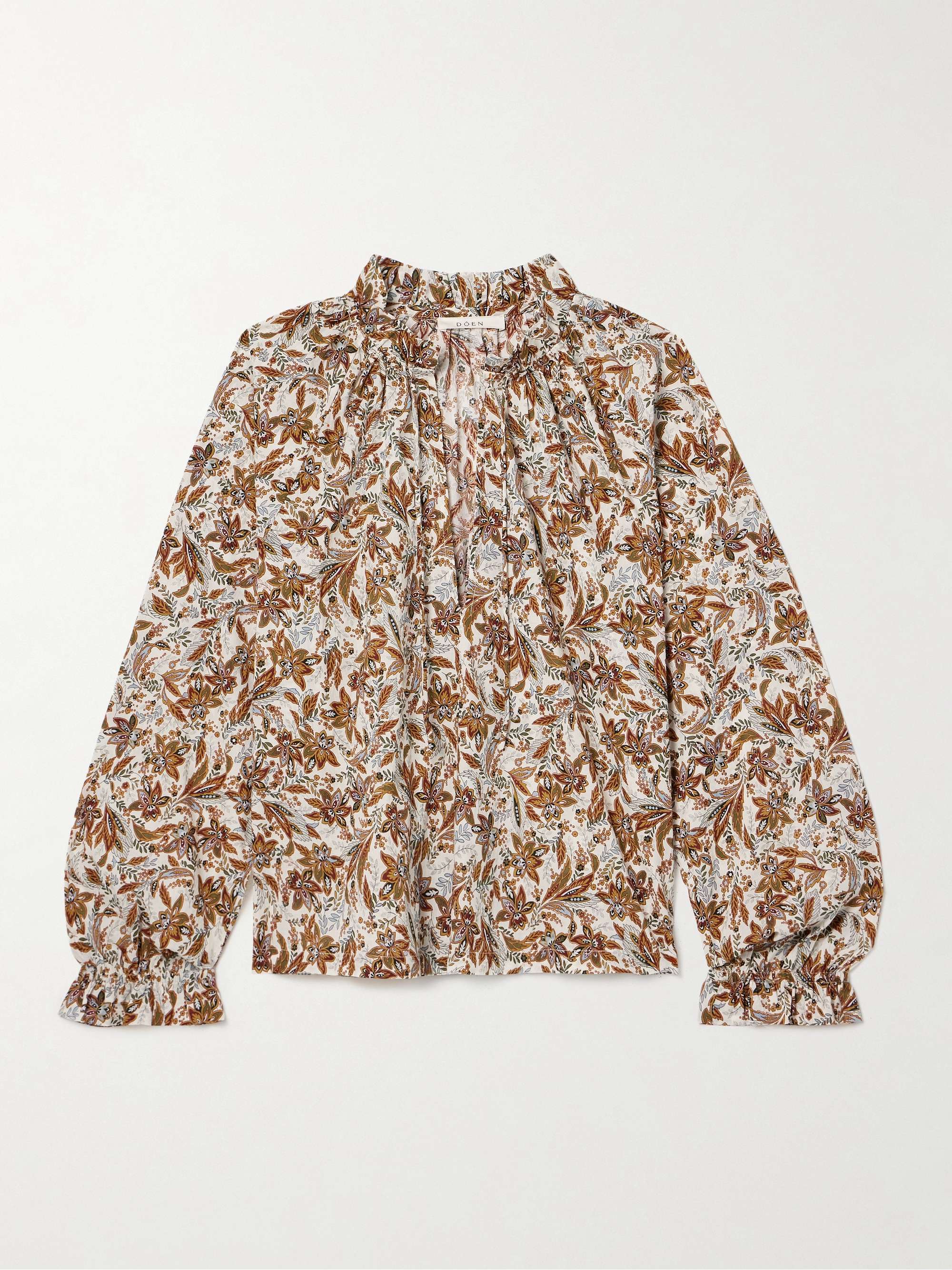 Juna tie-neck floral-print organic cotton-voile top hero visual