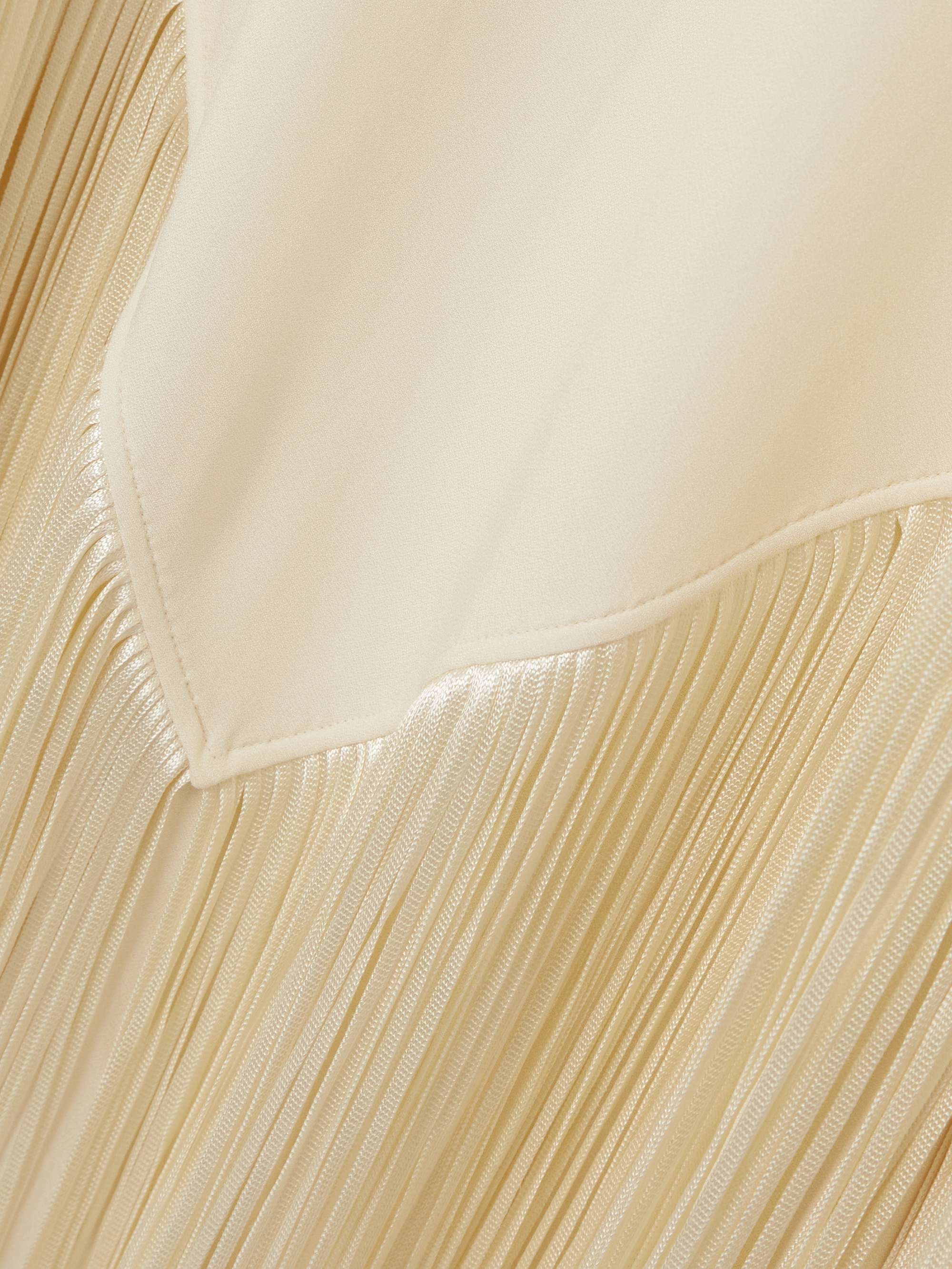 Draped fringed crepe kaftan view