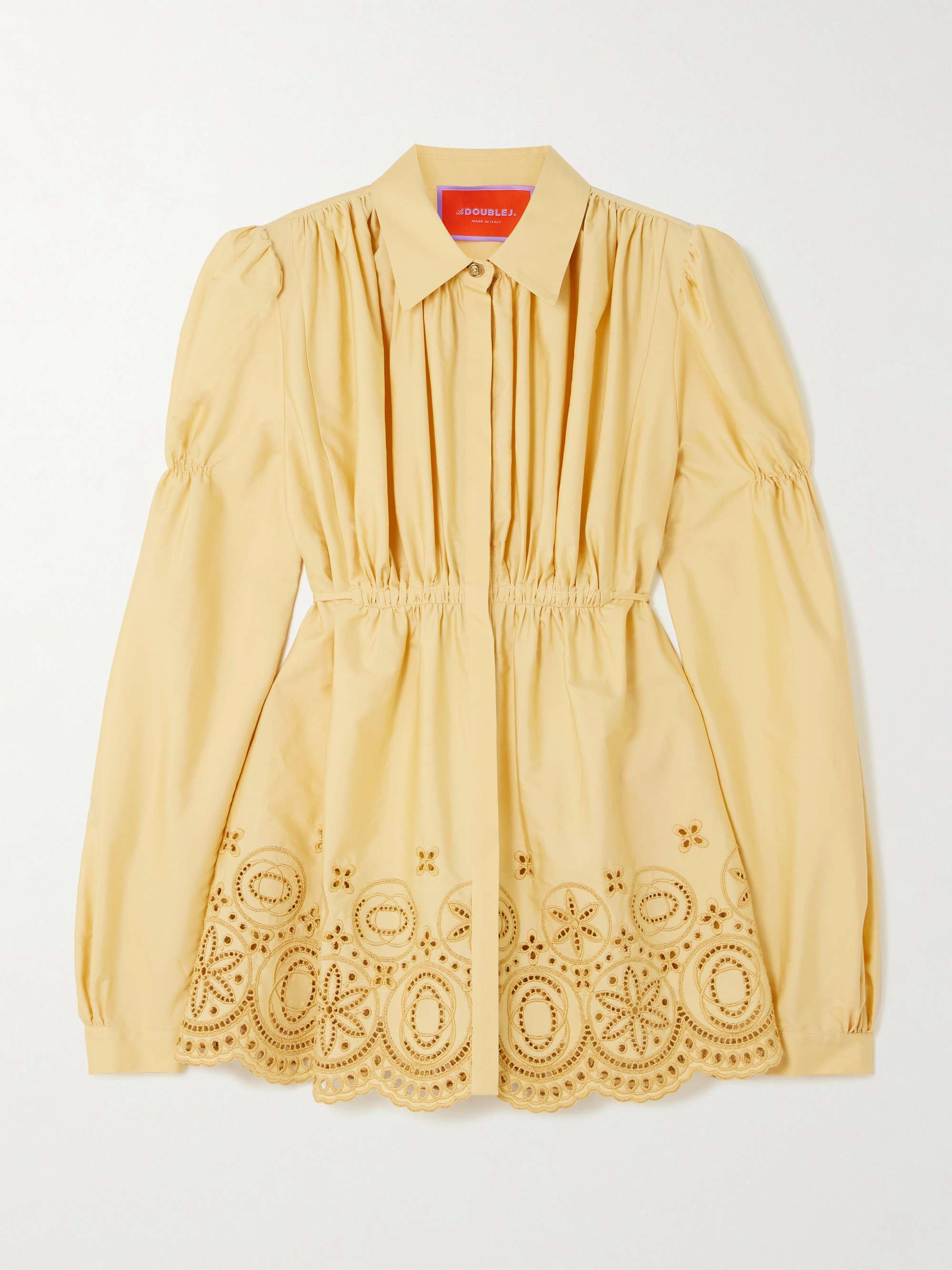 Franca gathered broderie anglaise cotton-blend sateen shirt hero visual