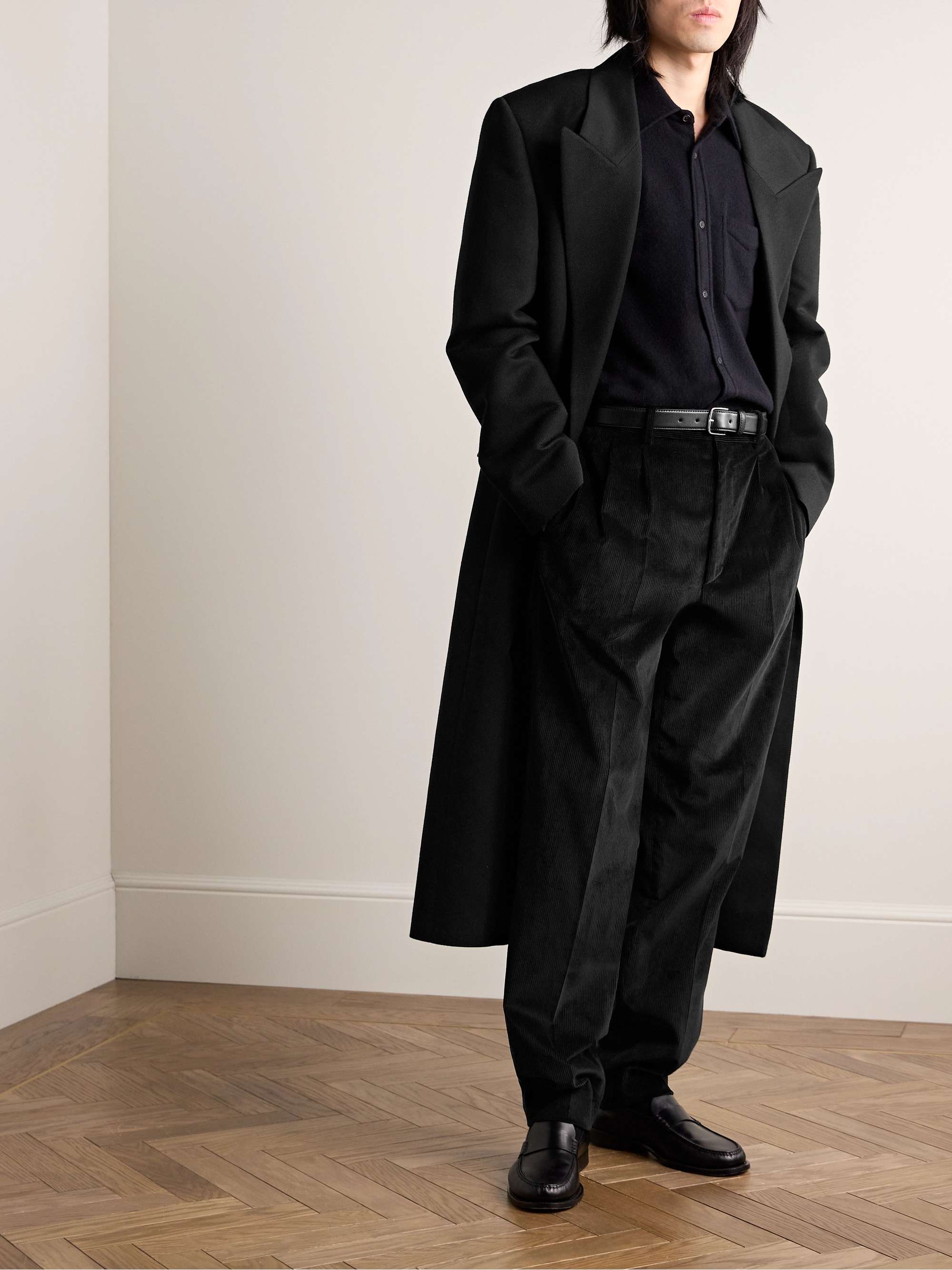 Speek Tapered Pleated Cotton and Cashmere-Blend Corduroy Suit Trousers view