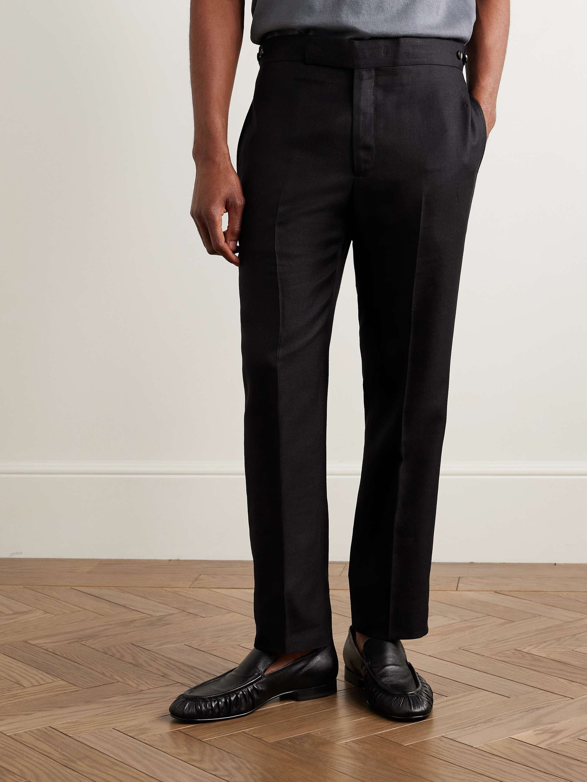 Sebastian Slim-Fit Straight-Leg Wool, Silk and Linen-Blend Twill Trousers view