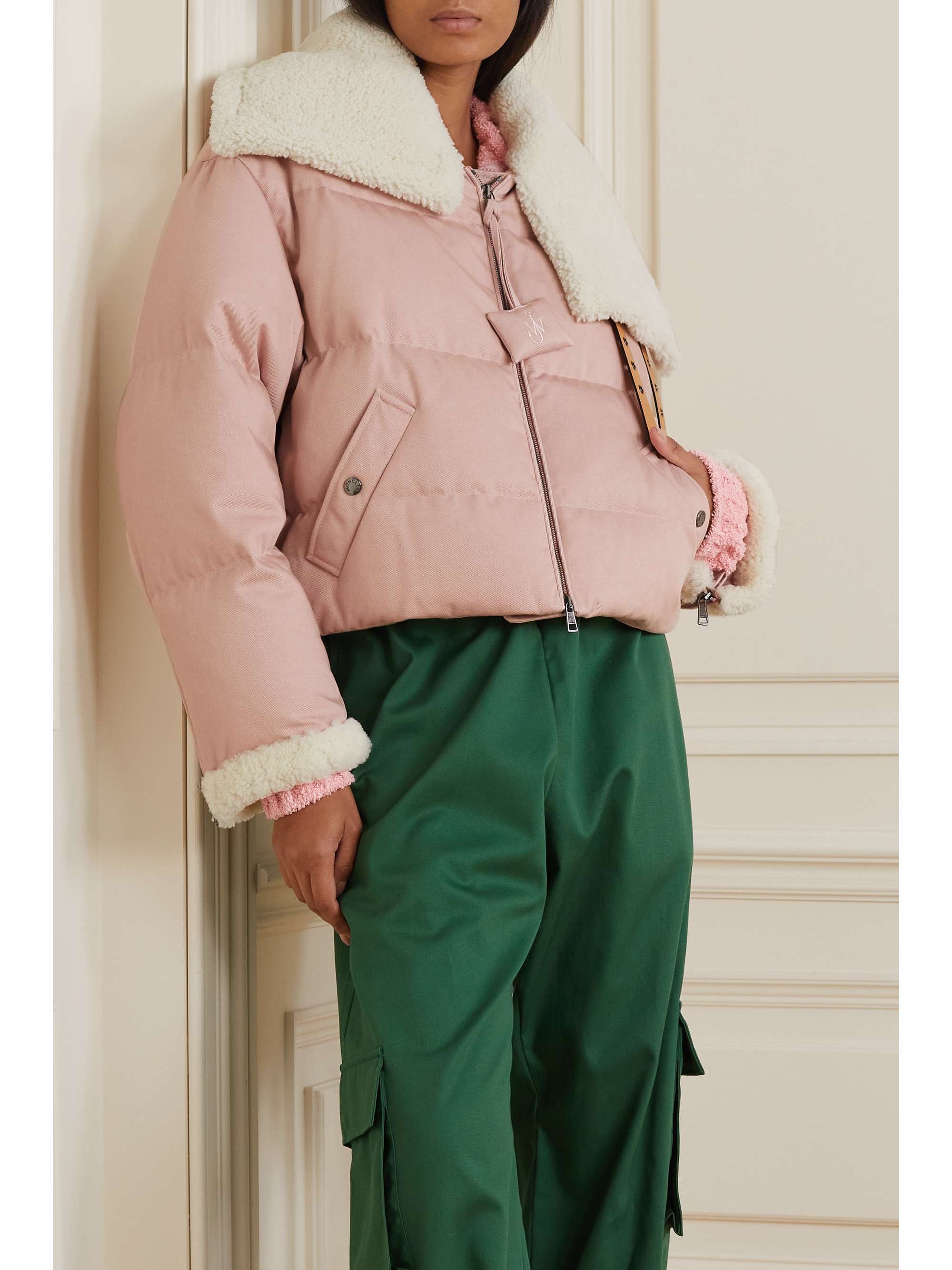 + JW Anderson Penygarder shearling-trimmed quilted denim down jacket view