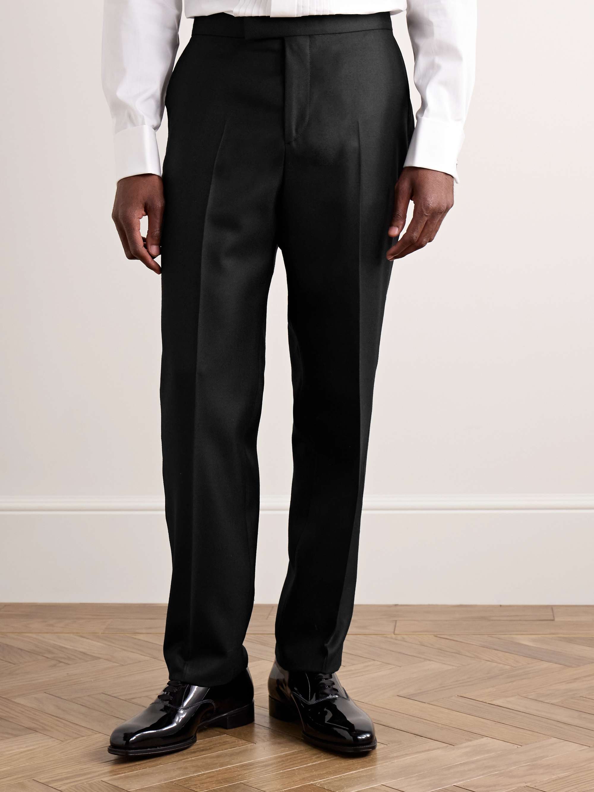 Slim-Fit Grosgrain-Trimmed Wool-Twill Tuxedo Trousers view