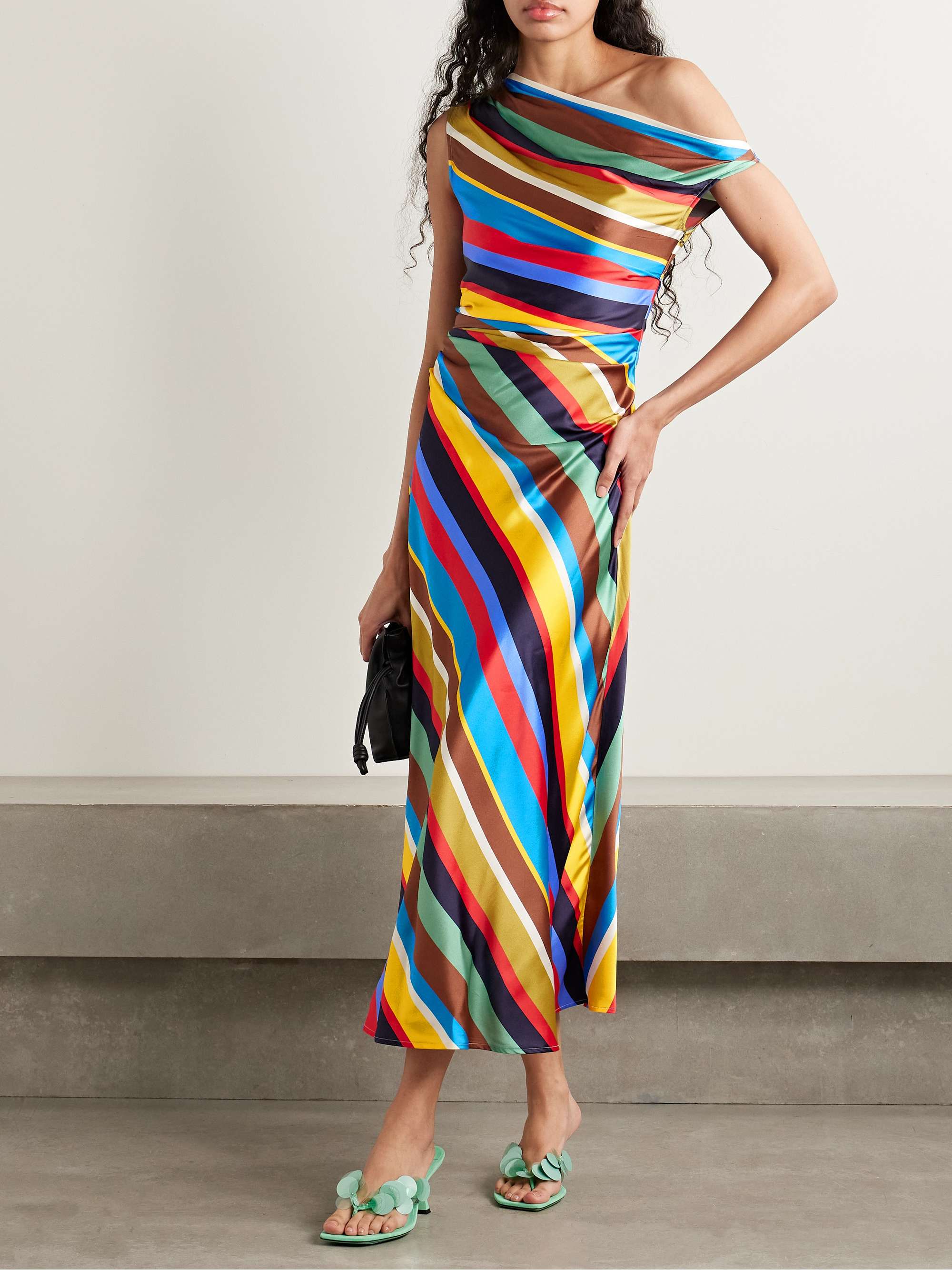 Phare draped striped silk-blend midi dress view
