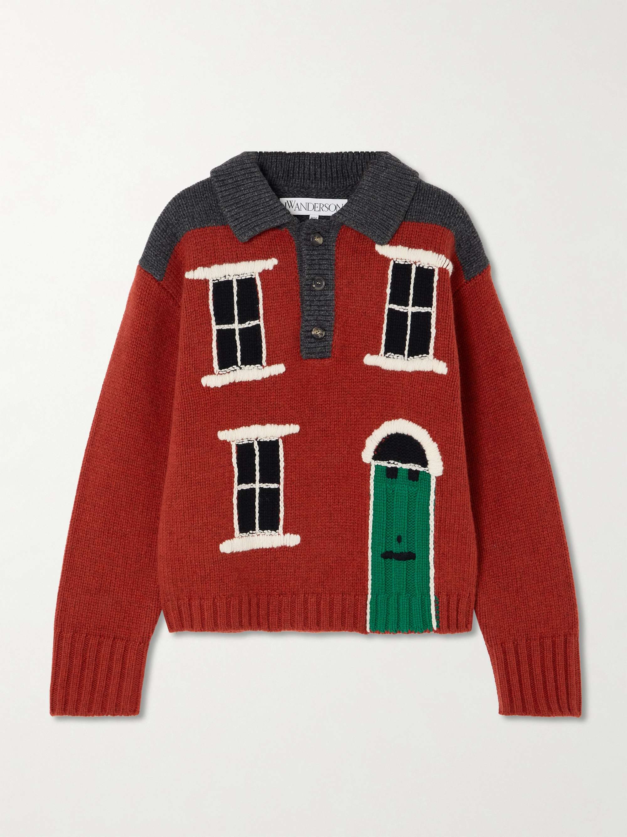 House intarsia wool polo sweater hero visual