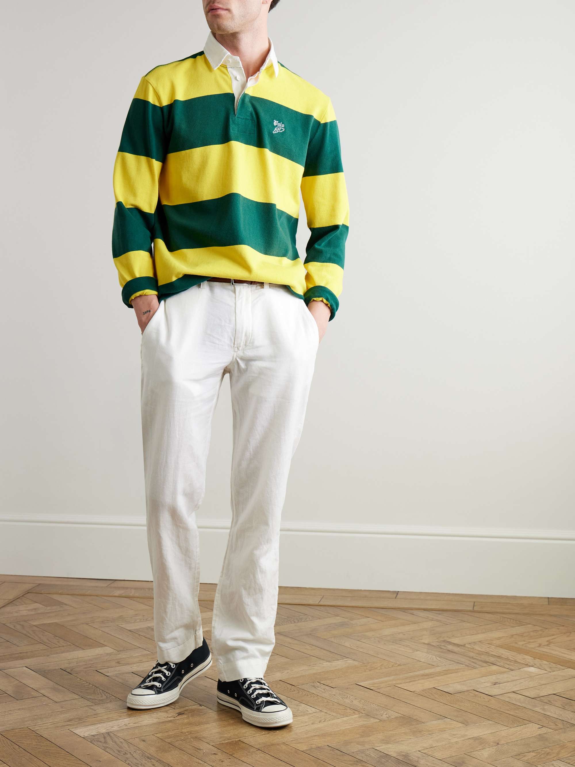 Slim-Fit Straight-Leg Linen and Cotton-Blend Trousers view