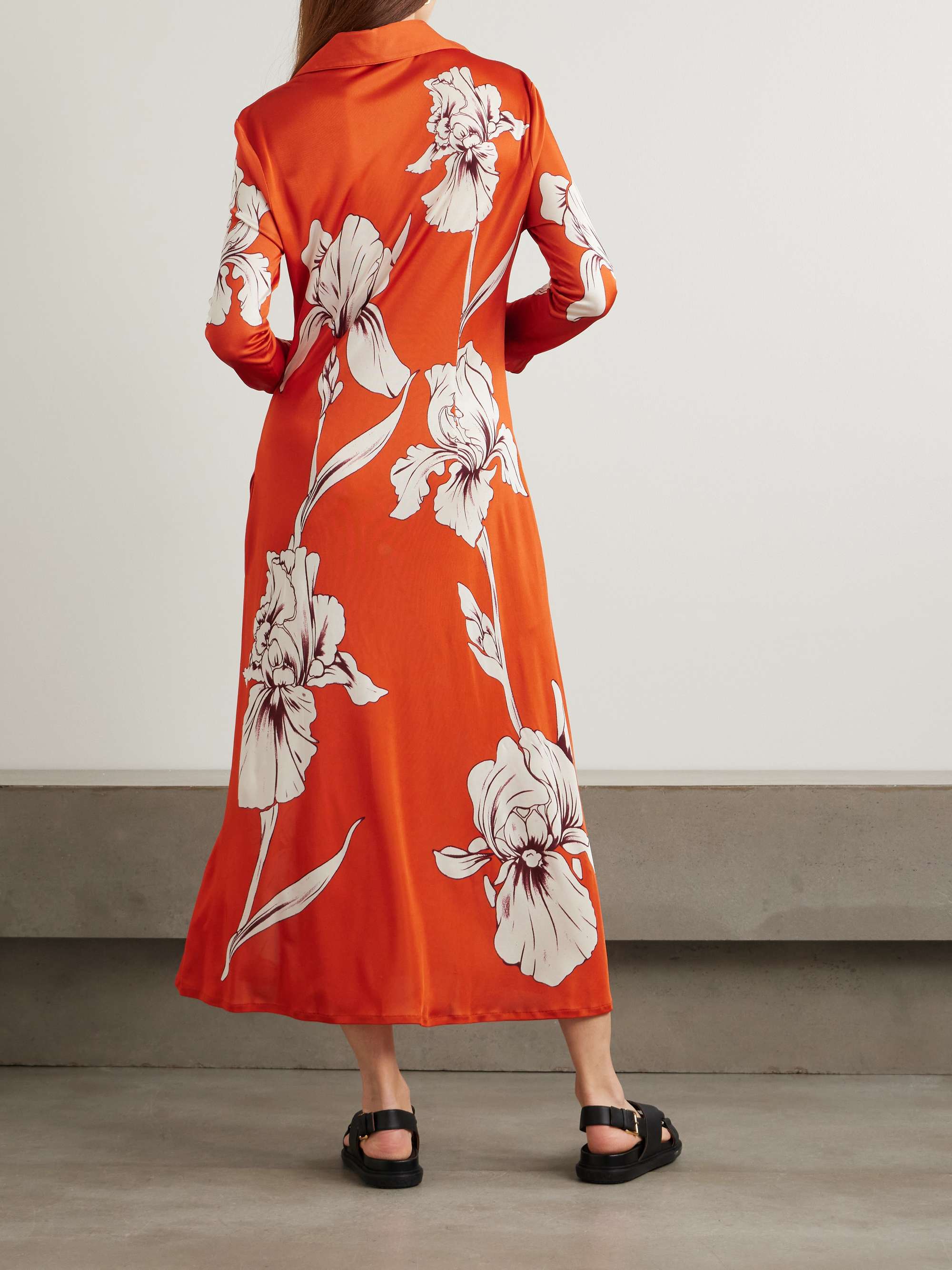 Perry floral-print jersey midi shirt dress view