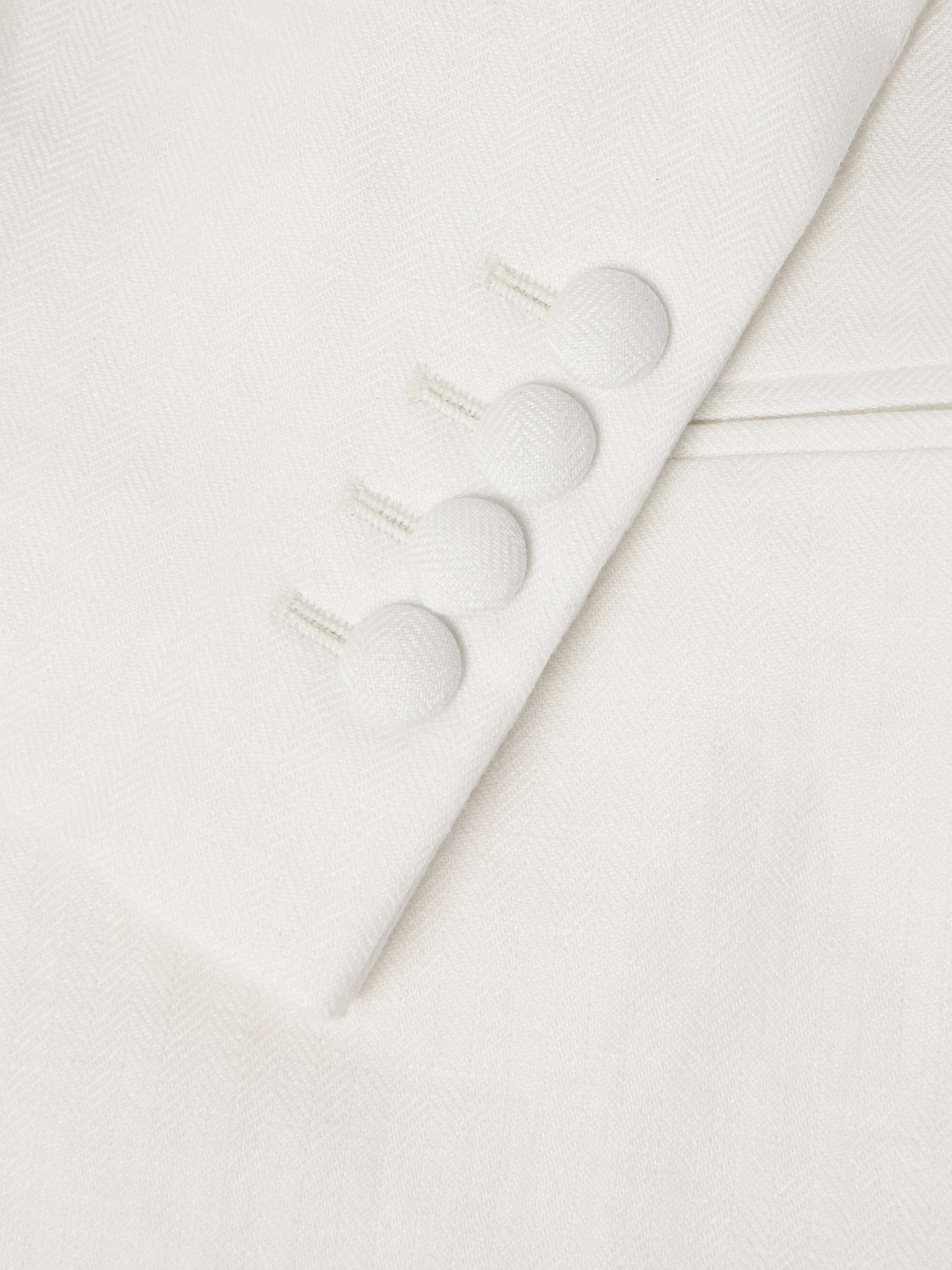 Double-Breasted Herringbone Linen Tuxedo Jacket view