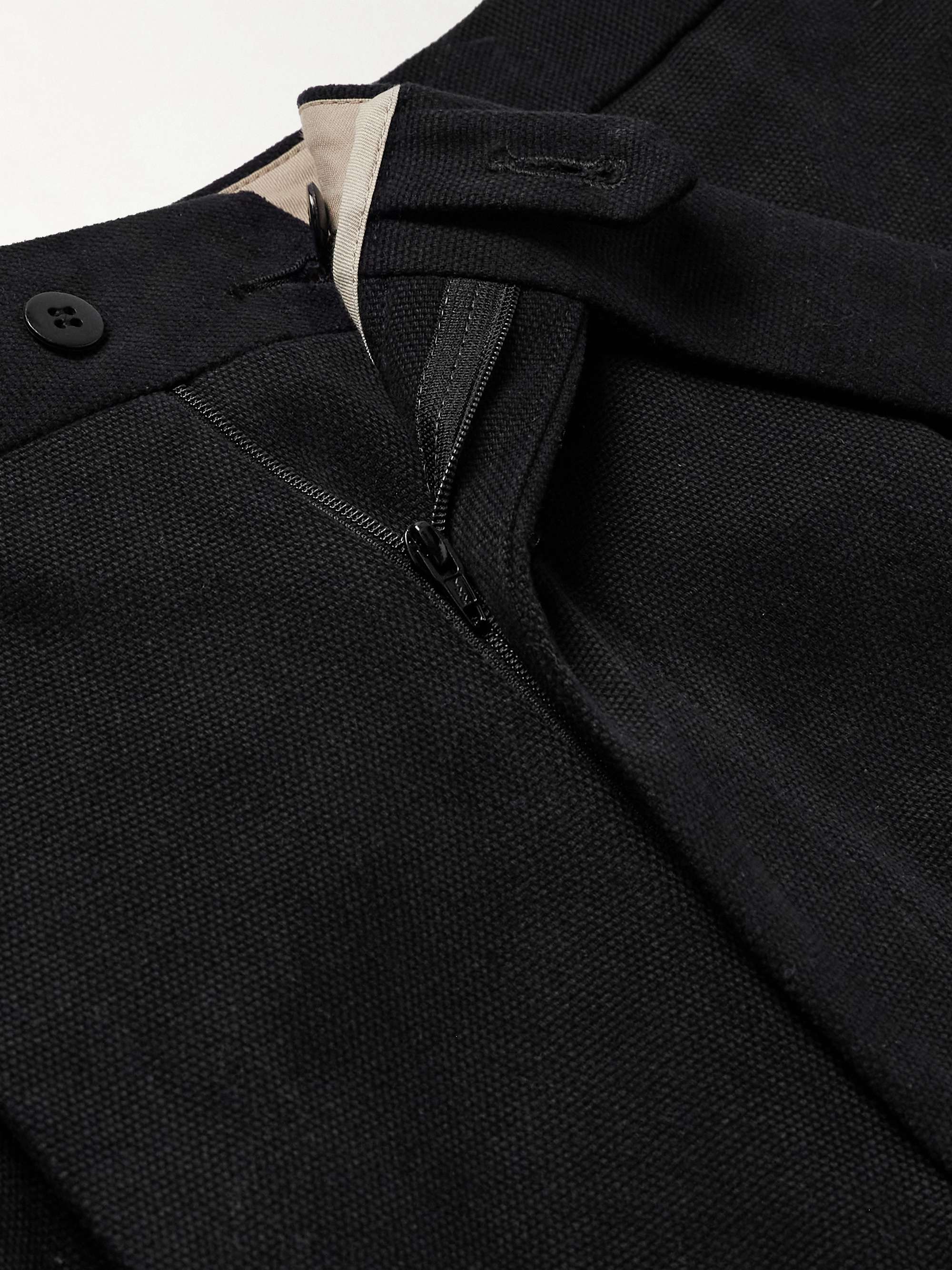 Tapered Pleated Cotton-Canvas Trousers view