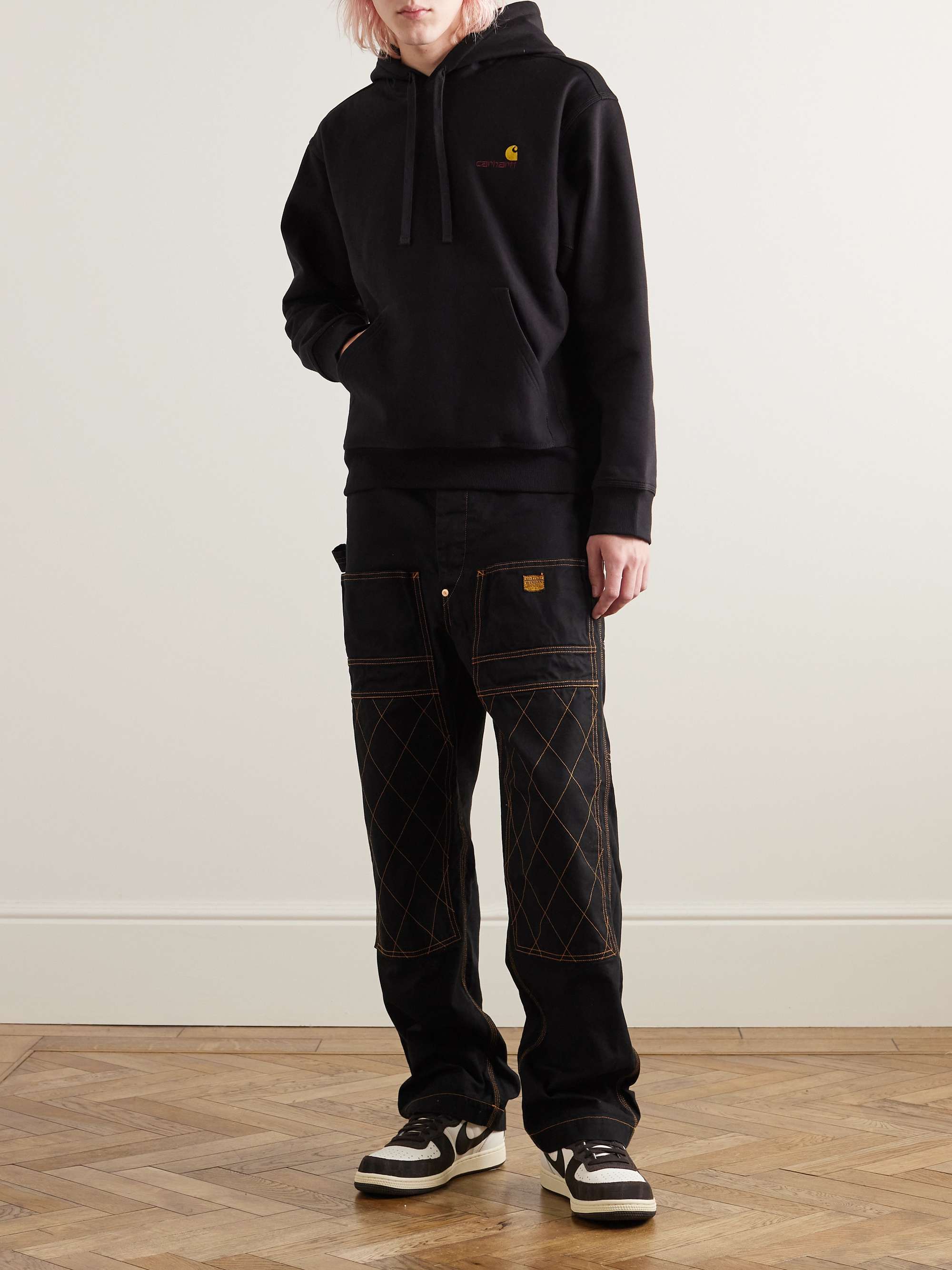 American Script Logo-Embroidered Cotton-Blend Jersey Hoodie view