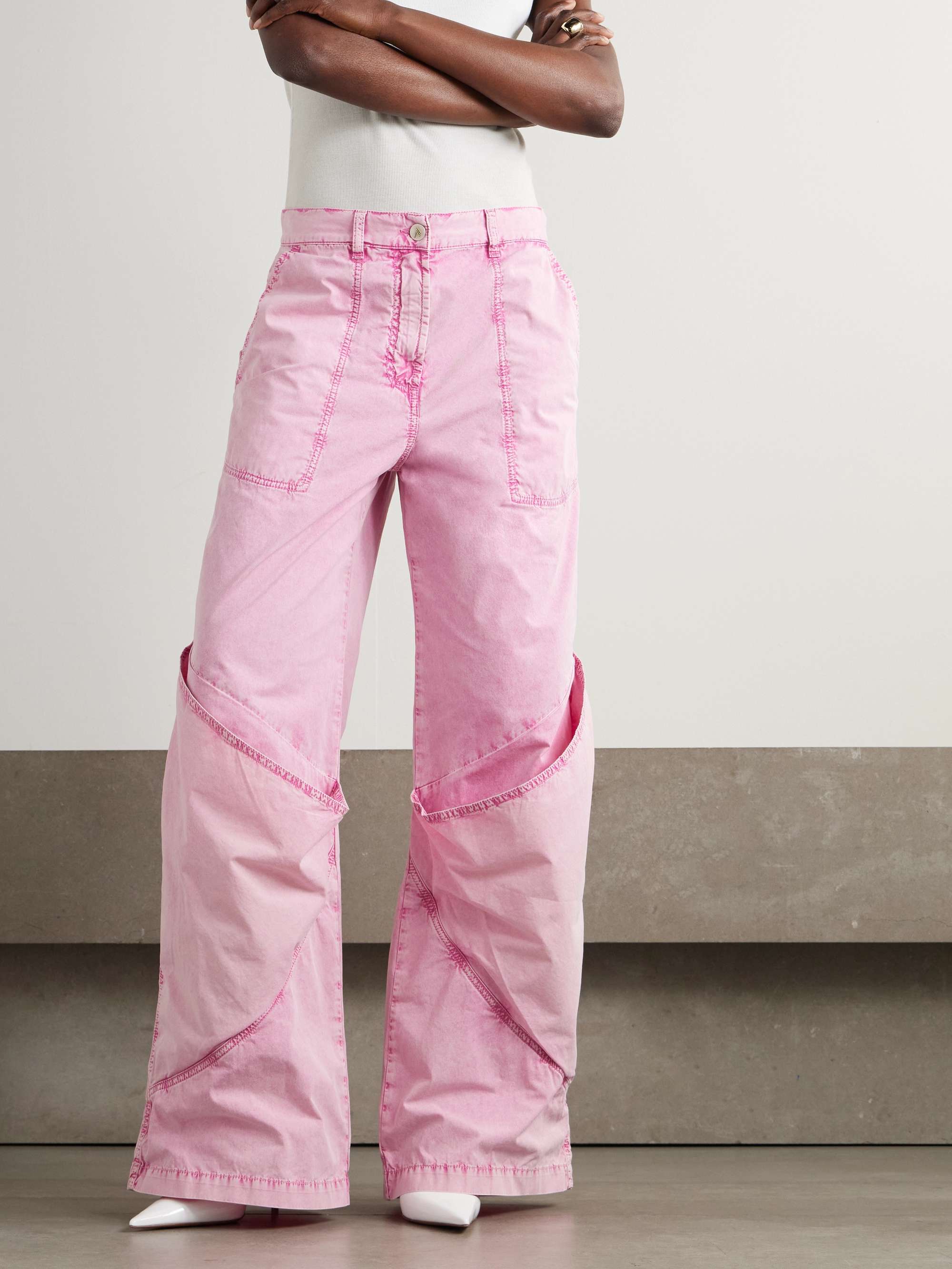 Paneled low-rise wide-leg jeans view