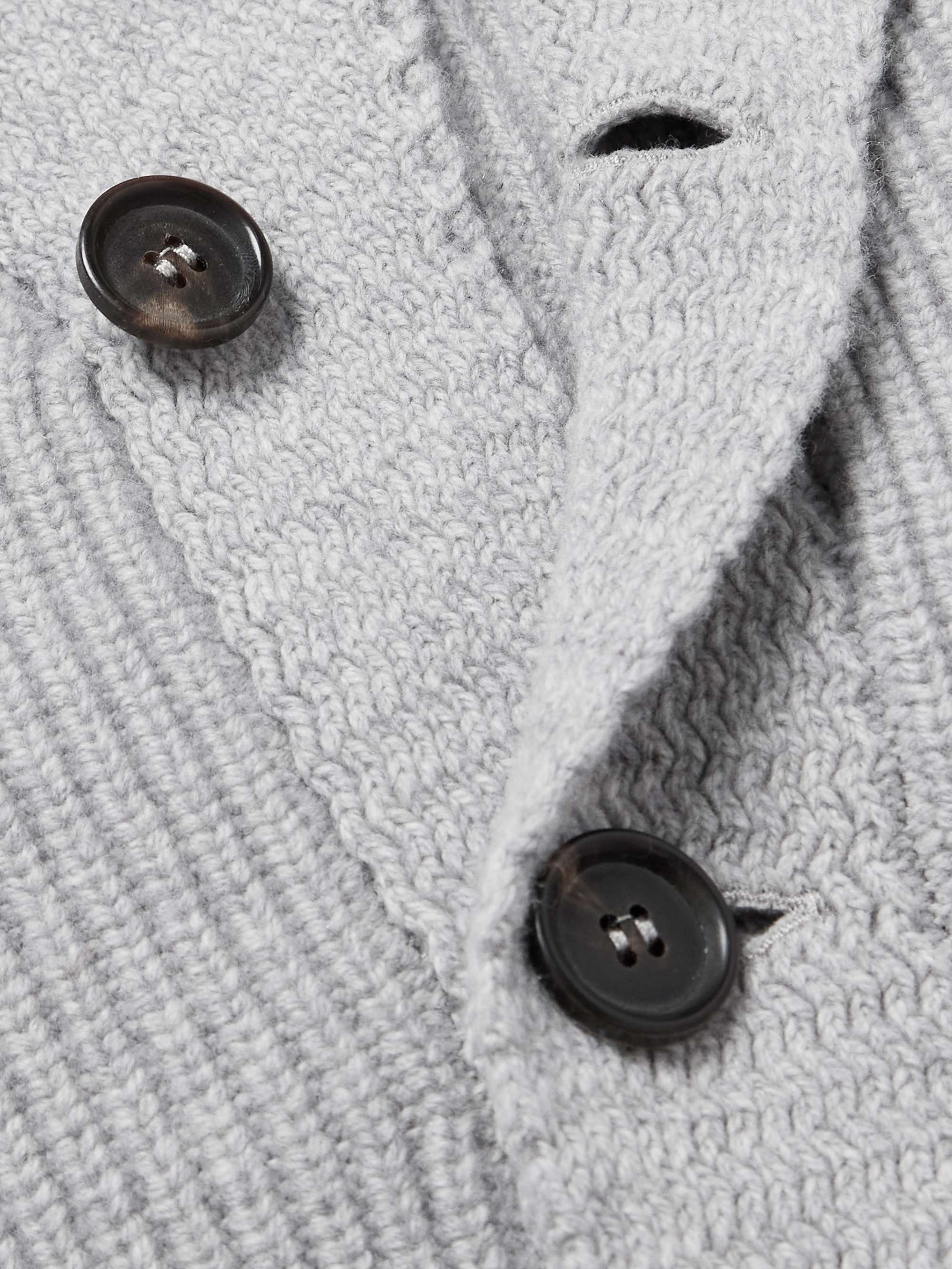 Duncan Shawl-Collar Ribbed Merino Wool and Cashmere-Blend Cardigan view