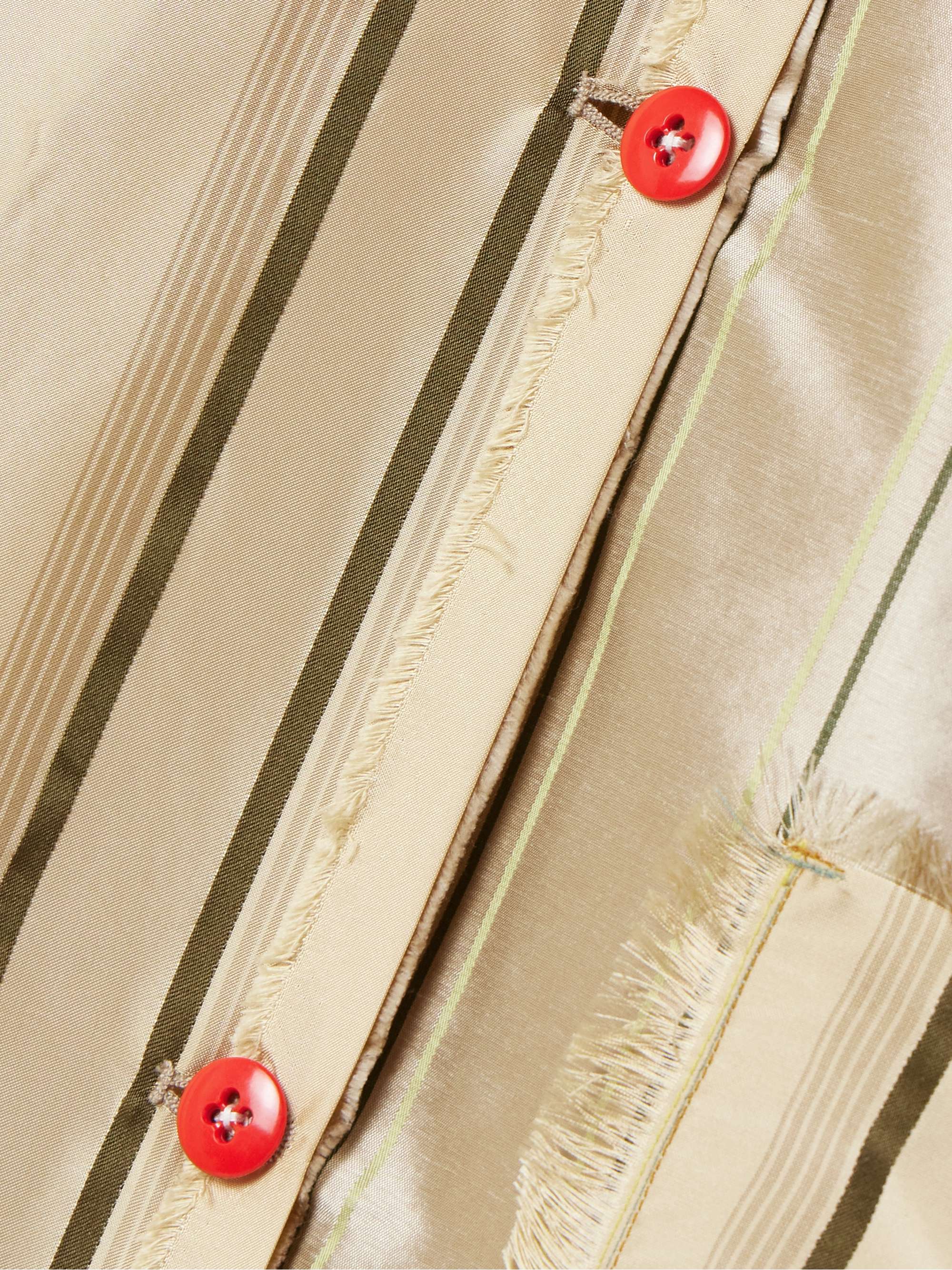Oversized paneled striped silk and linen midi shirt dress view
