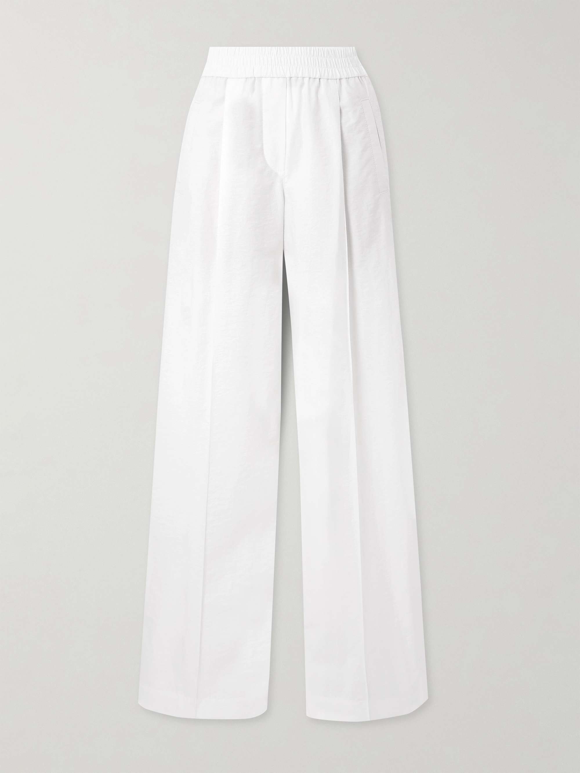 Pleated cotton-blend twill wide-leg pants hero visual