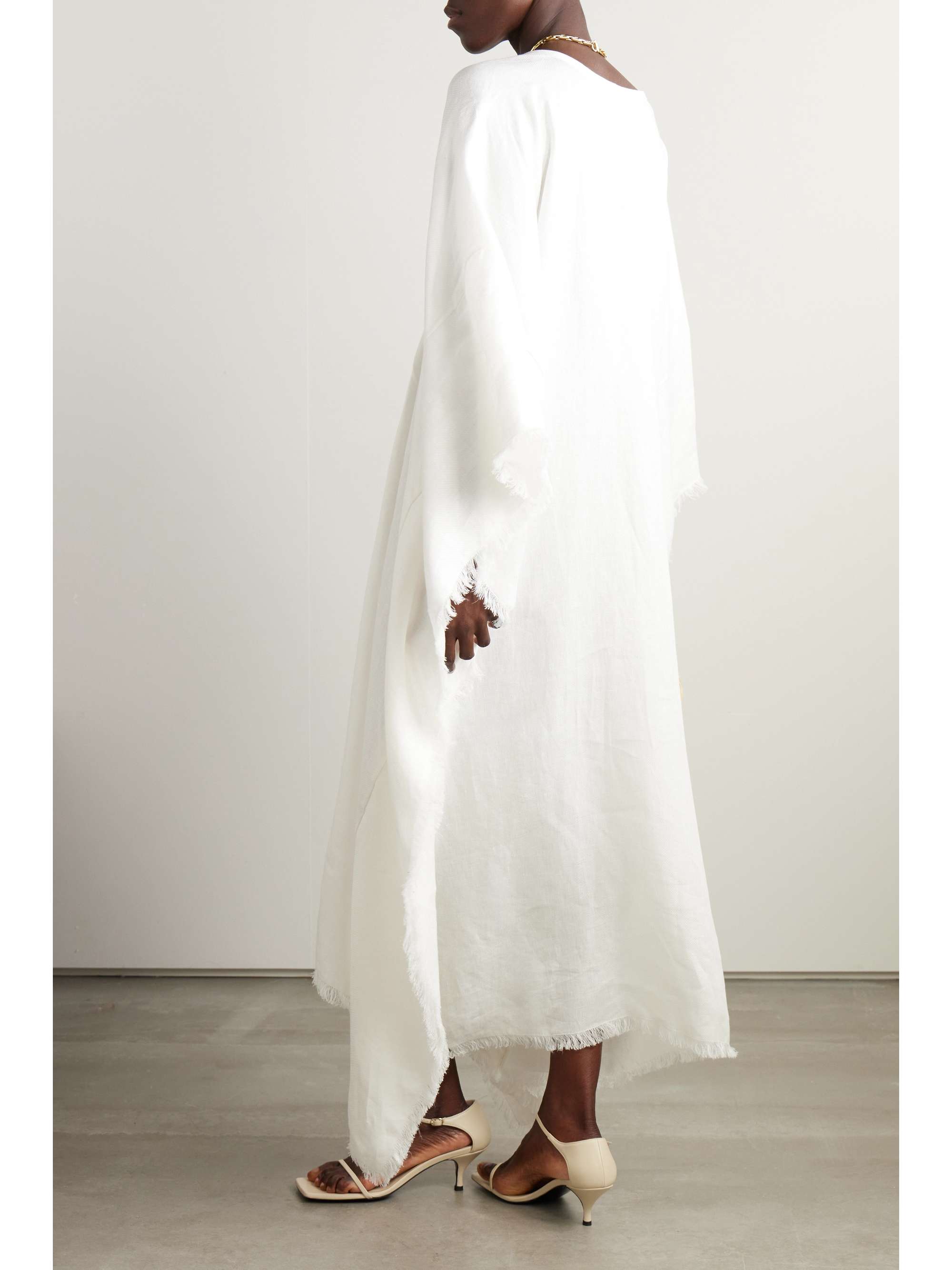 Gloria frayed gathered linen maxi dress view