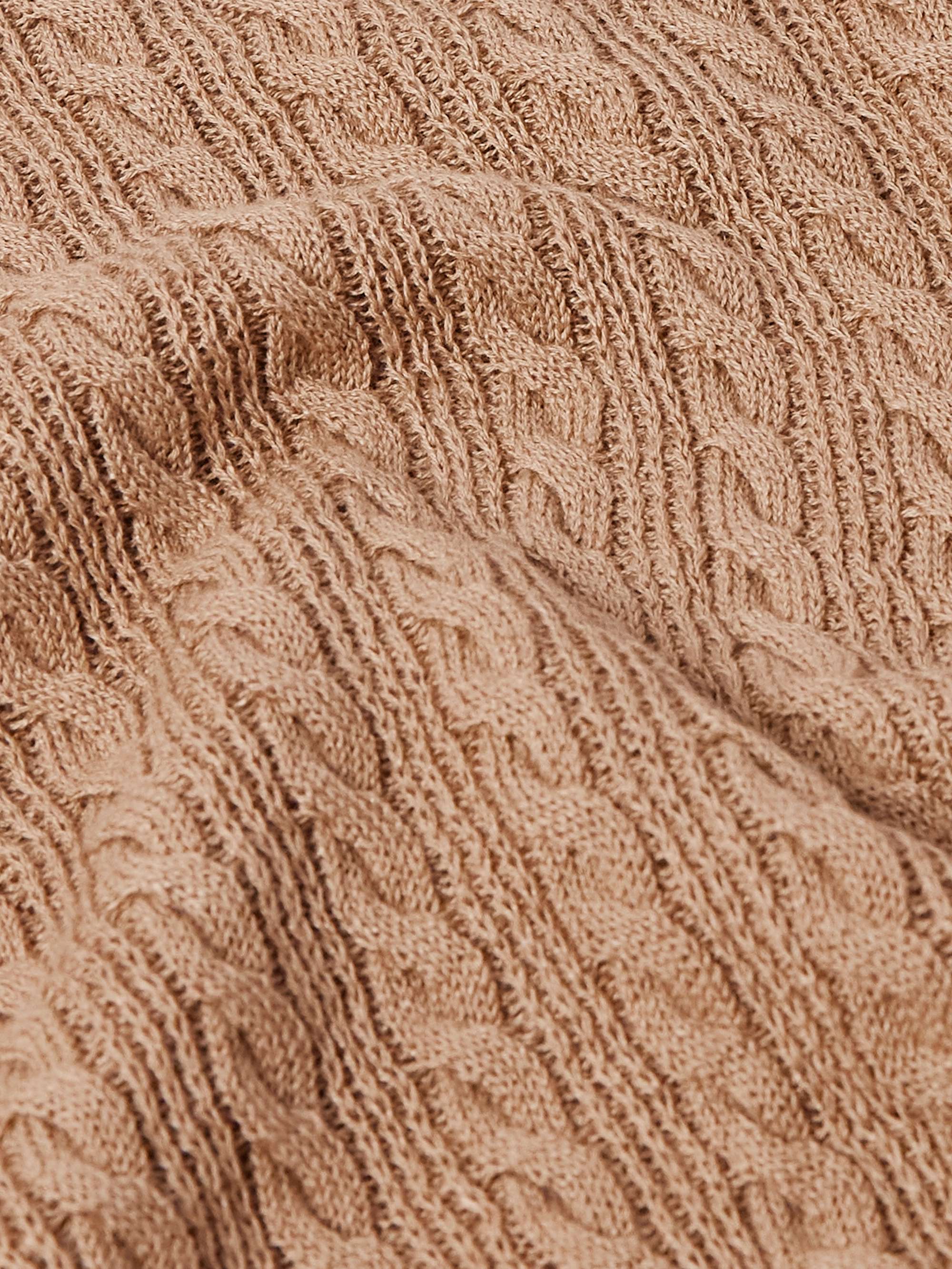 Slim-Fit Cable-Knit Linen and Cotton-Blend Polo Shirt view