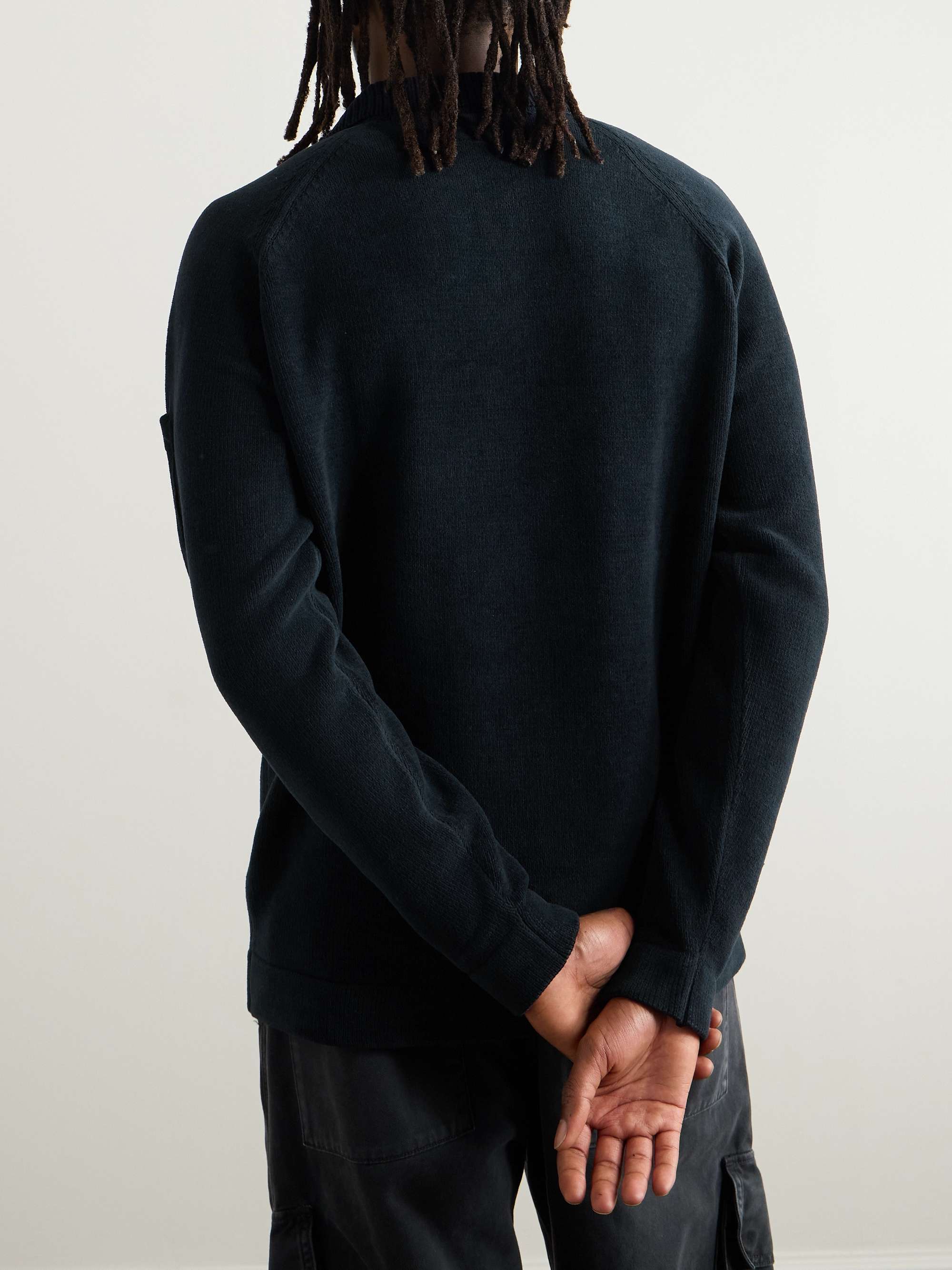 Garment-Dyed Logo-Appliquéd Cotton-Chenille Polo Shirt view