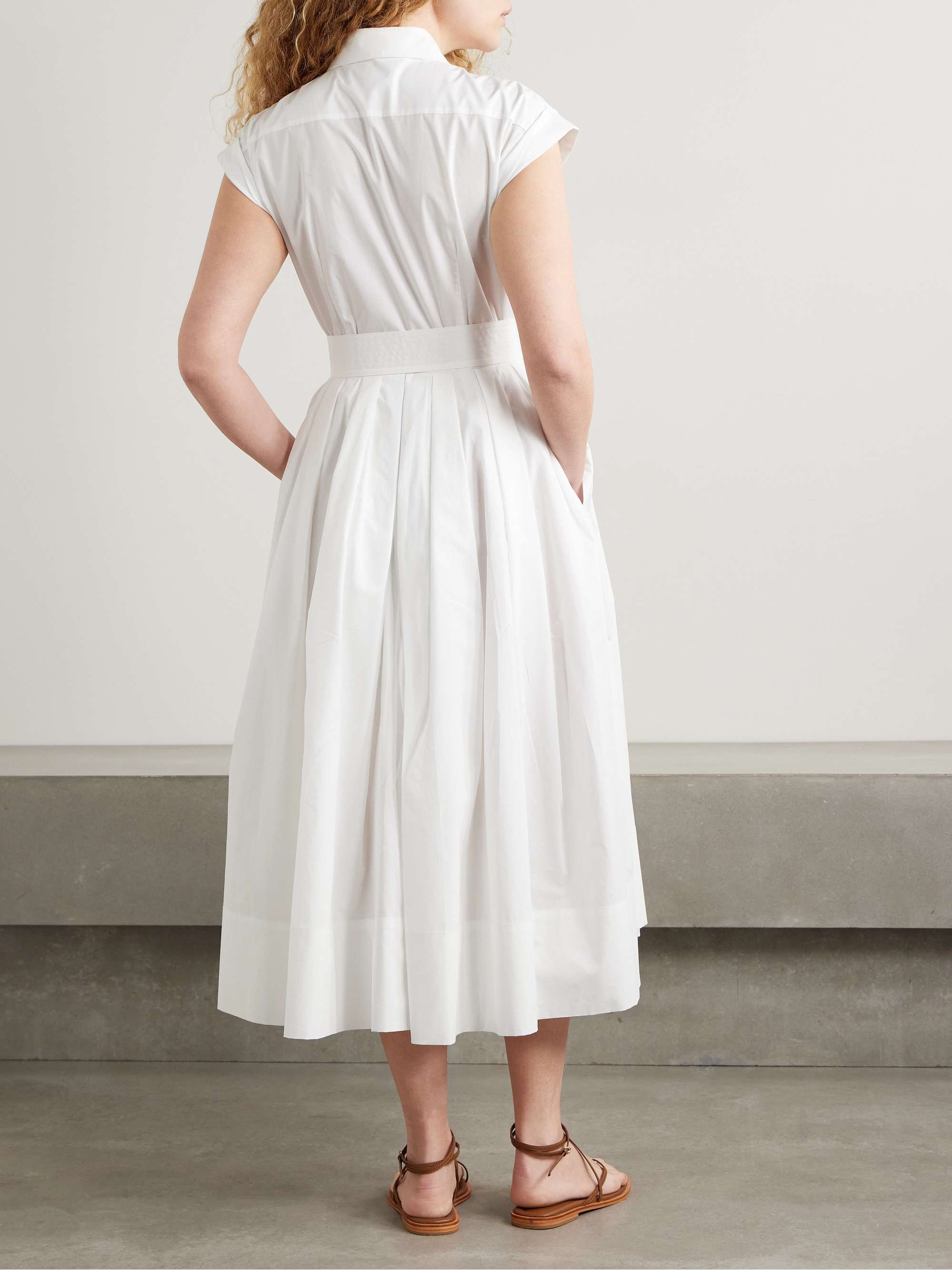 Octavia belted pleated cotton-poplin midi shirt dress view