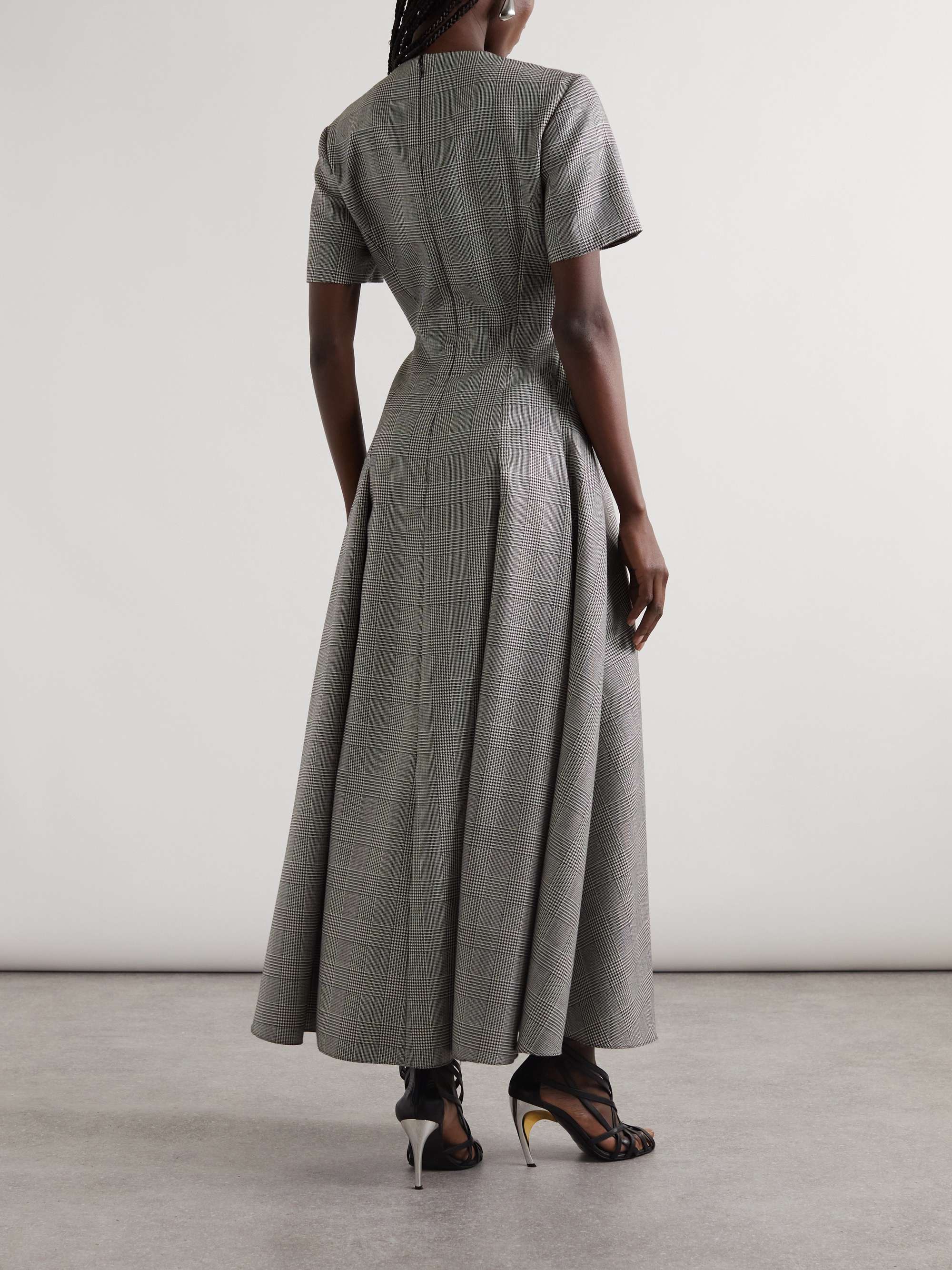 Cutout Prince of Wales checked wool maxi dress view