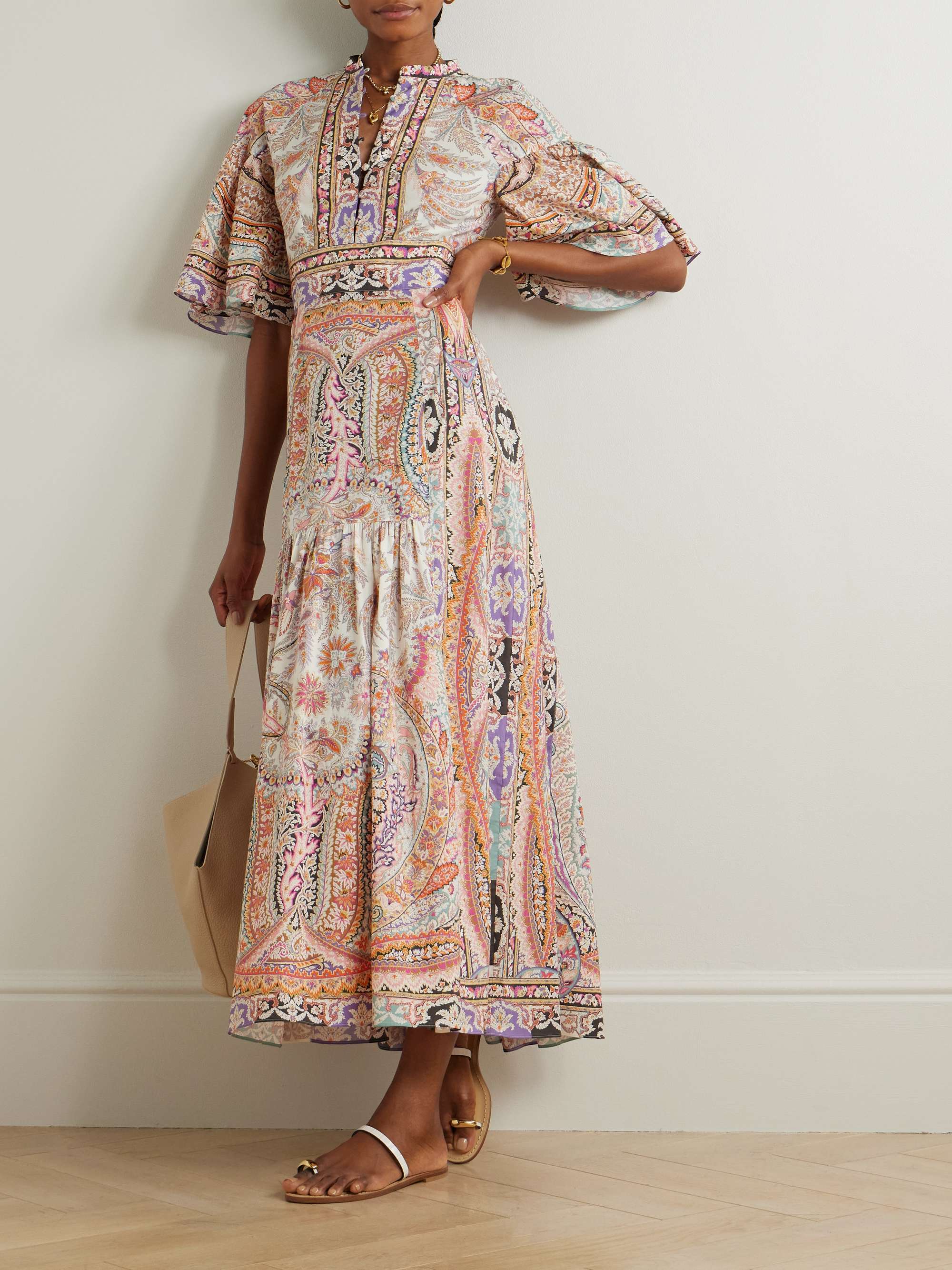 Ruffled paisley-print cotton-blend poplin maxi dress view