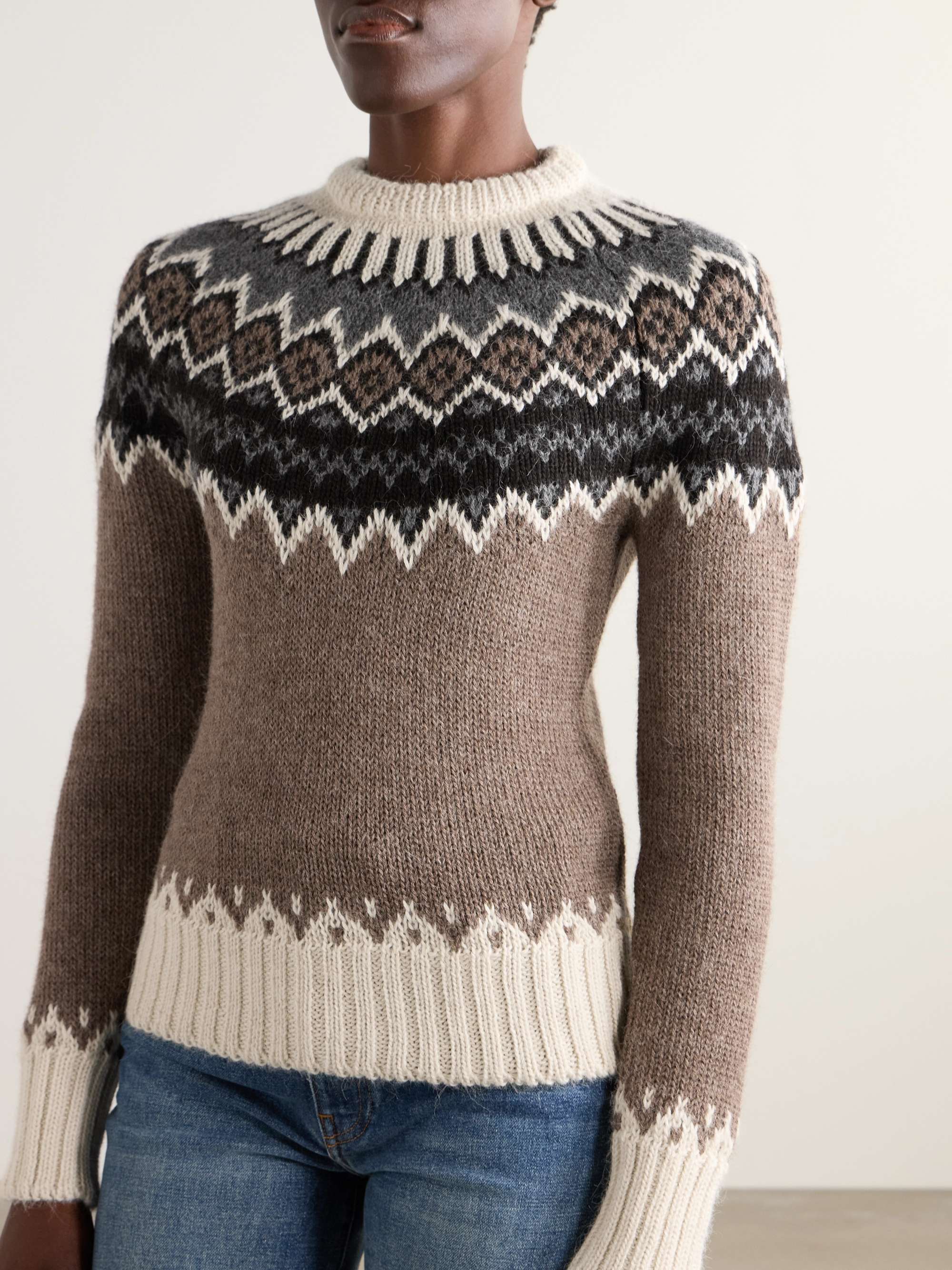 Fair Isle alpaca, merino wool and cashmere-blend sweater view