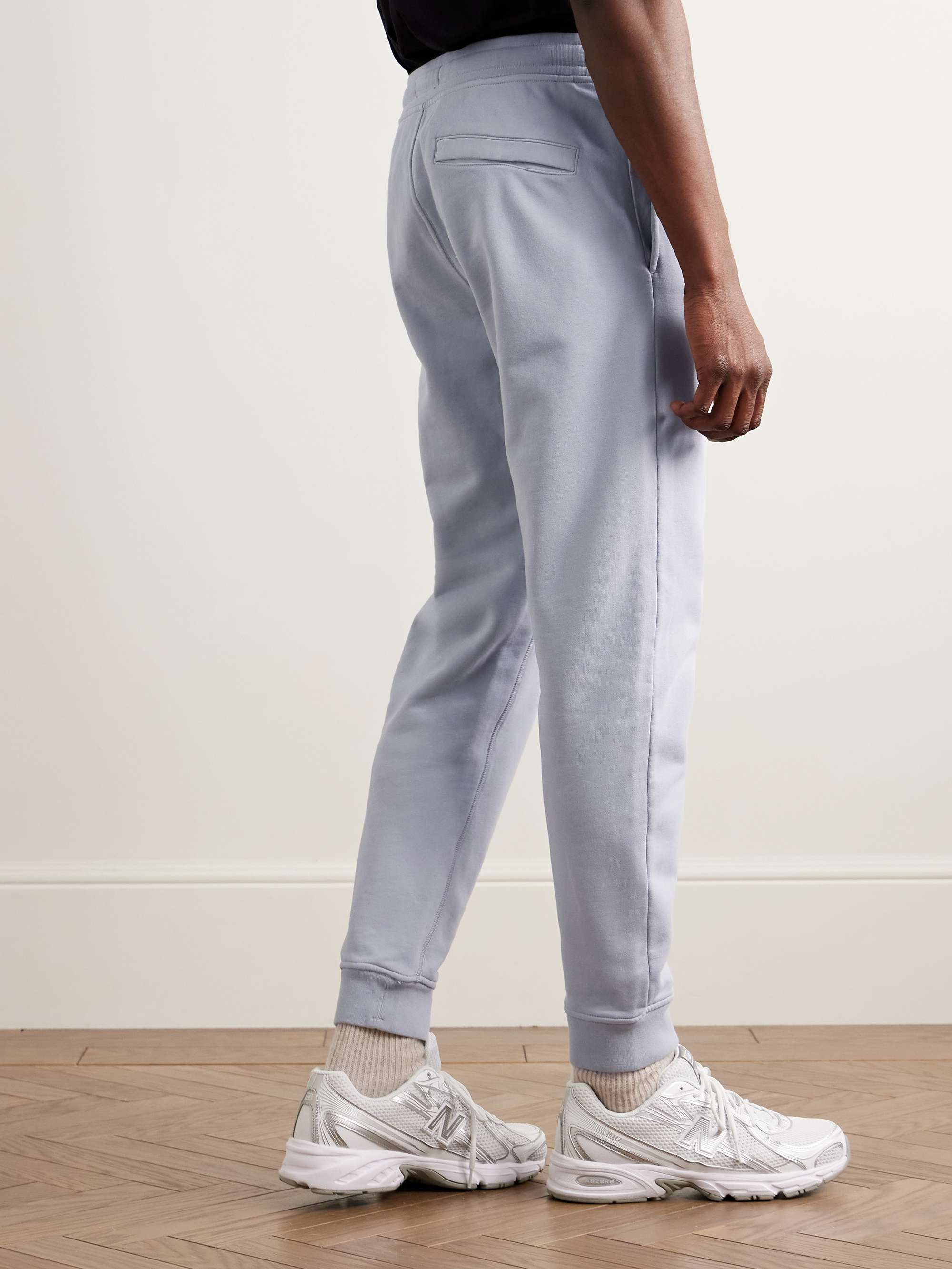 Tapered Logo-Appliquéd Garment-Dyed Cotton-Jersey Sweatpants view