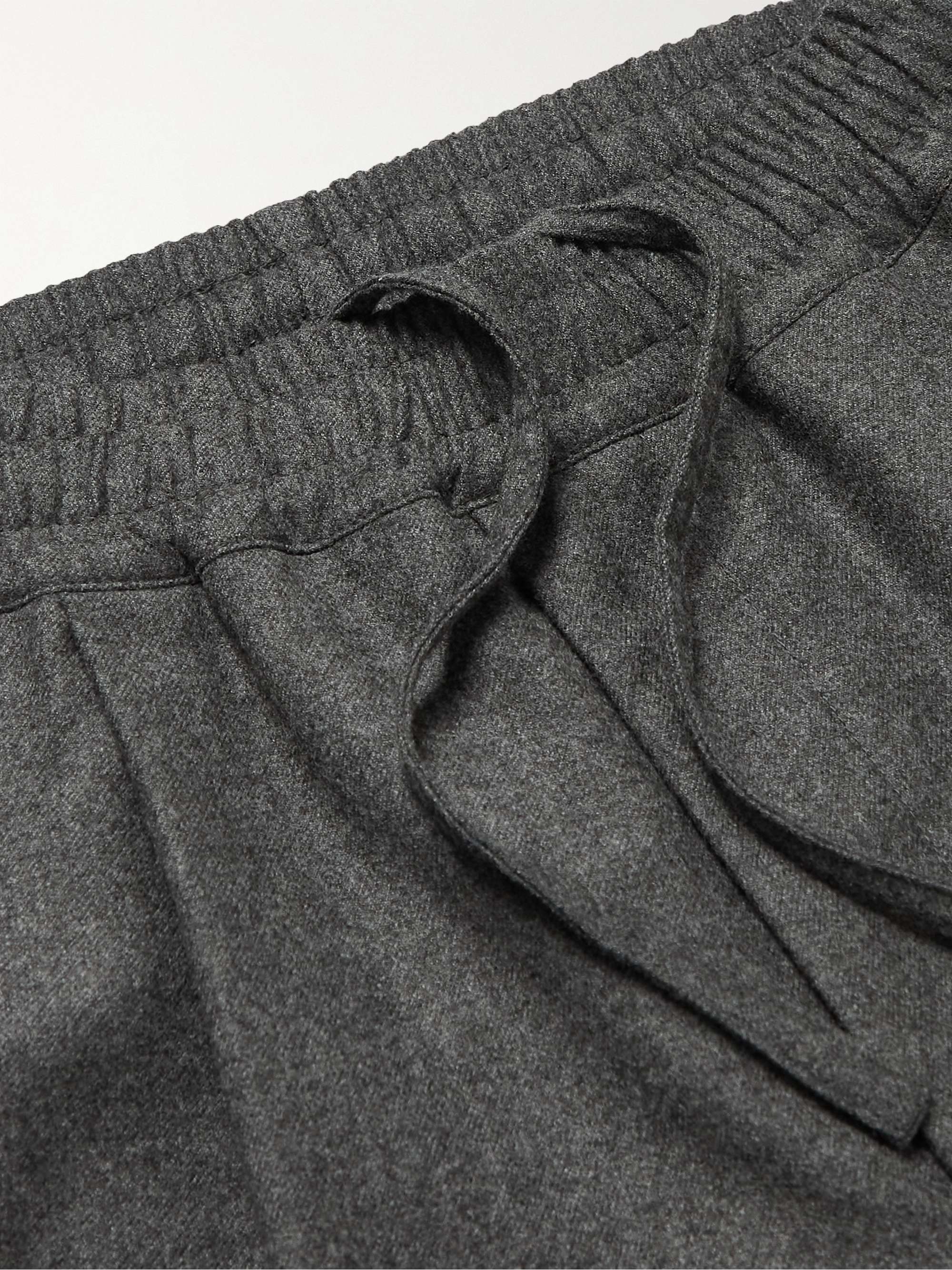 Tapered Pleated Virgin Wool and Cashmere-Blend Flannel Trousers view
