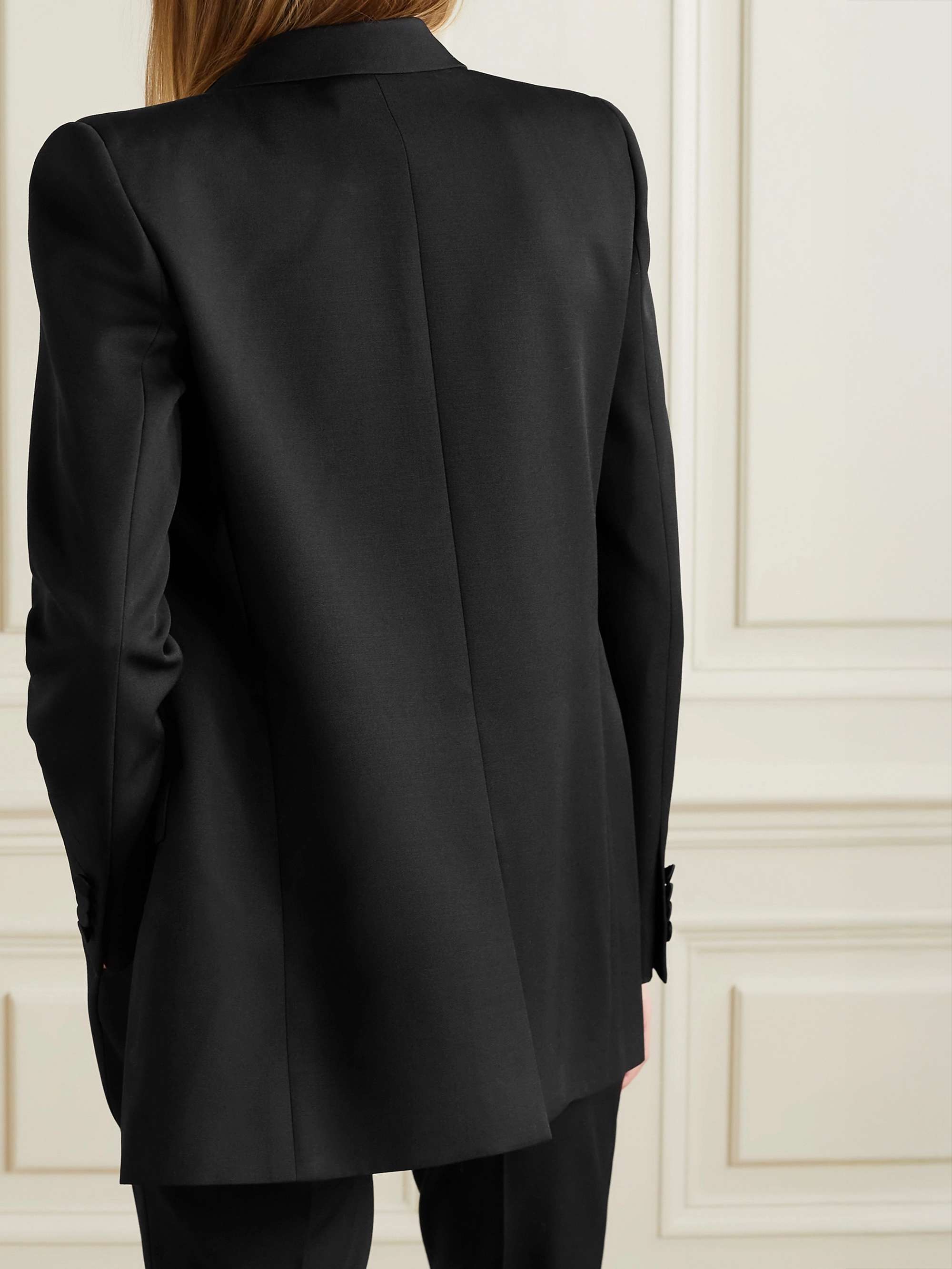 Tube satin-trimmed grain de poudre wool blazer view