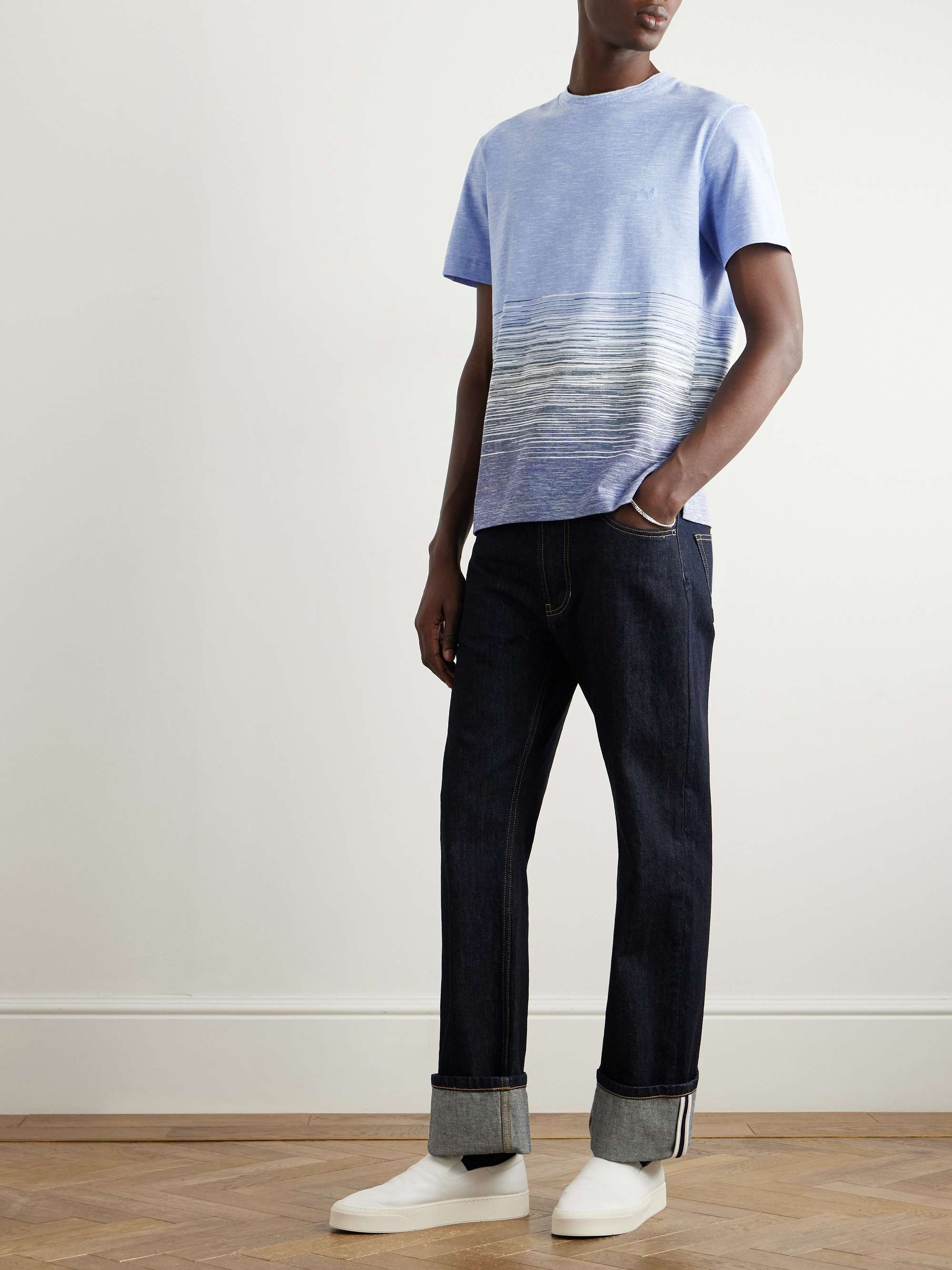 Space-Dyed Cotton and Linen-Blend Piqué T-Shirt view