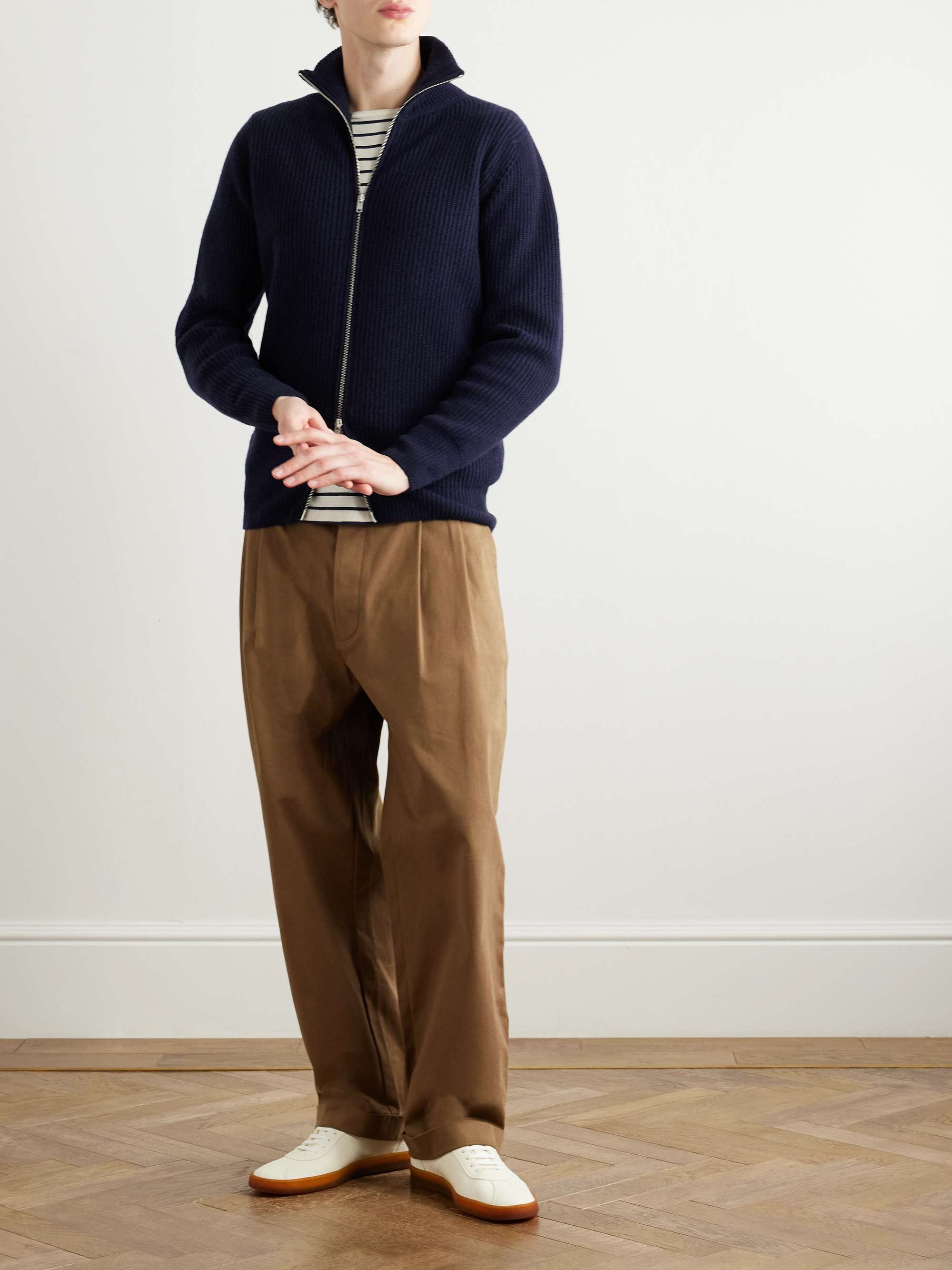 Ribbed Recycled-Cashmere and Merino Wool-Bland Zip-Up Cardigan view