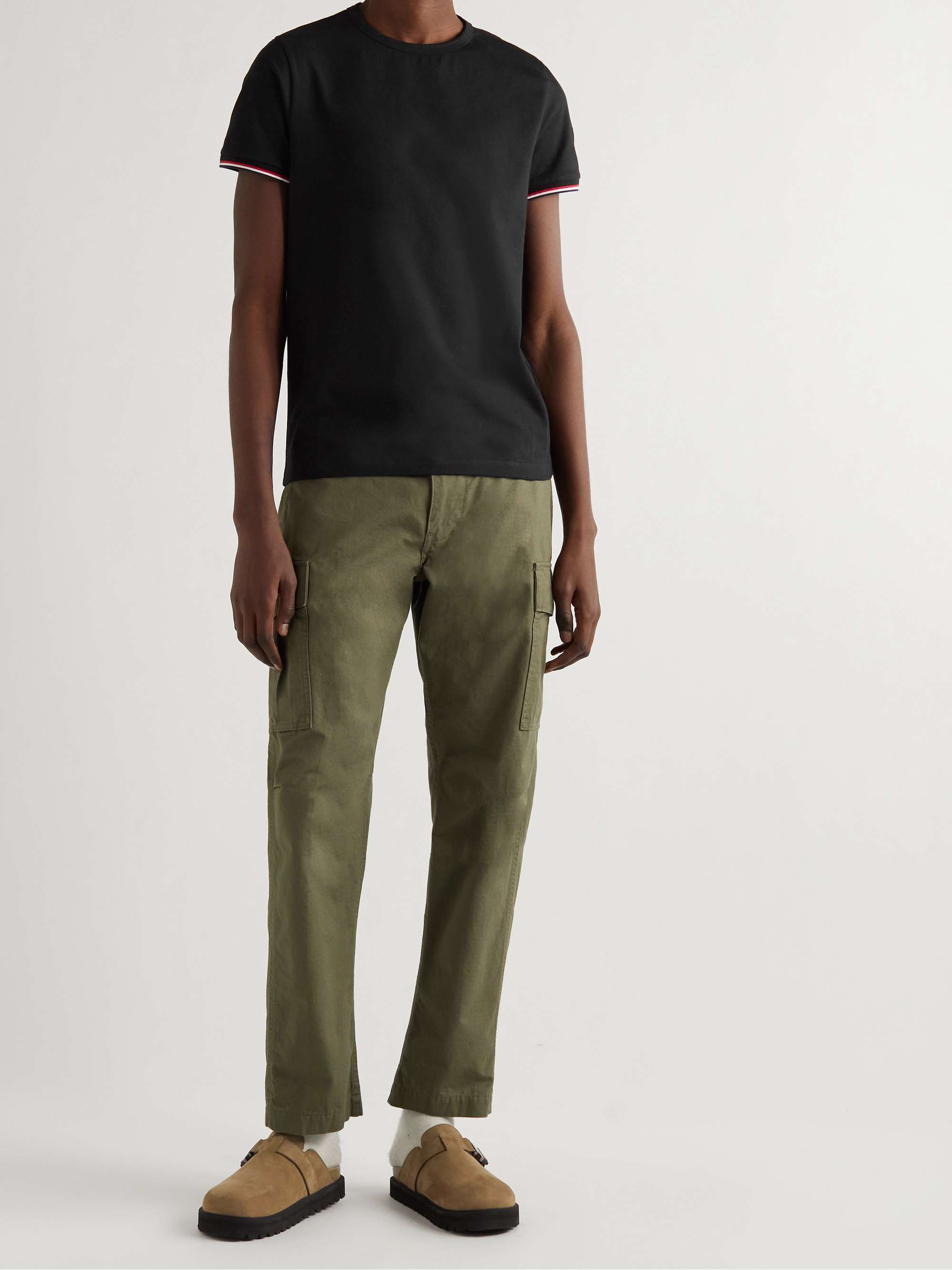 Slim-Fit Logo-Appliquéd Contrast-Tipped Cotton-Blend Jersey T-Shirt view