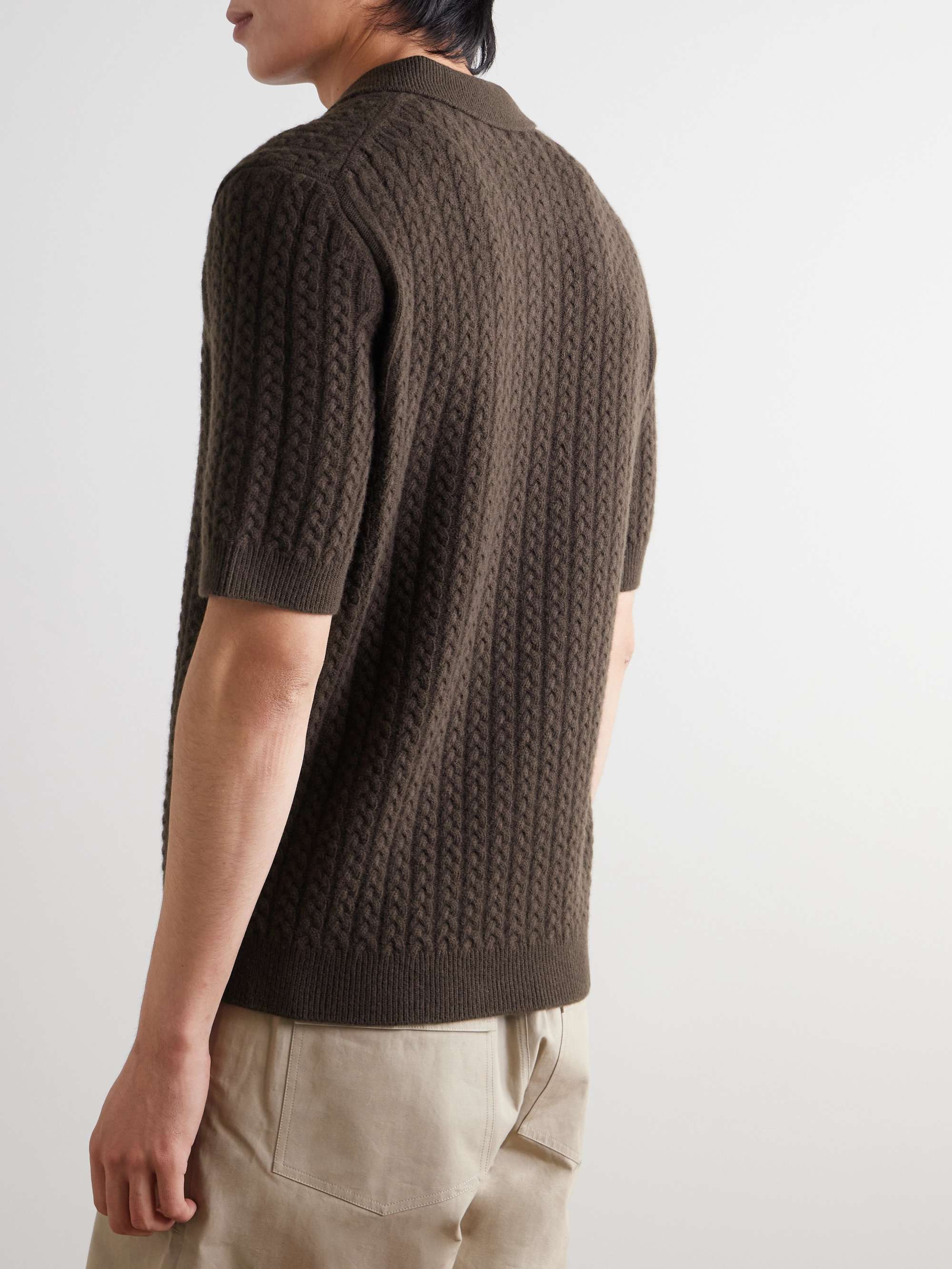 Cable-Knit Wool Polo Shirt view