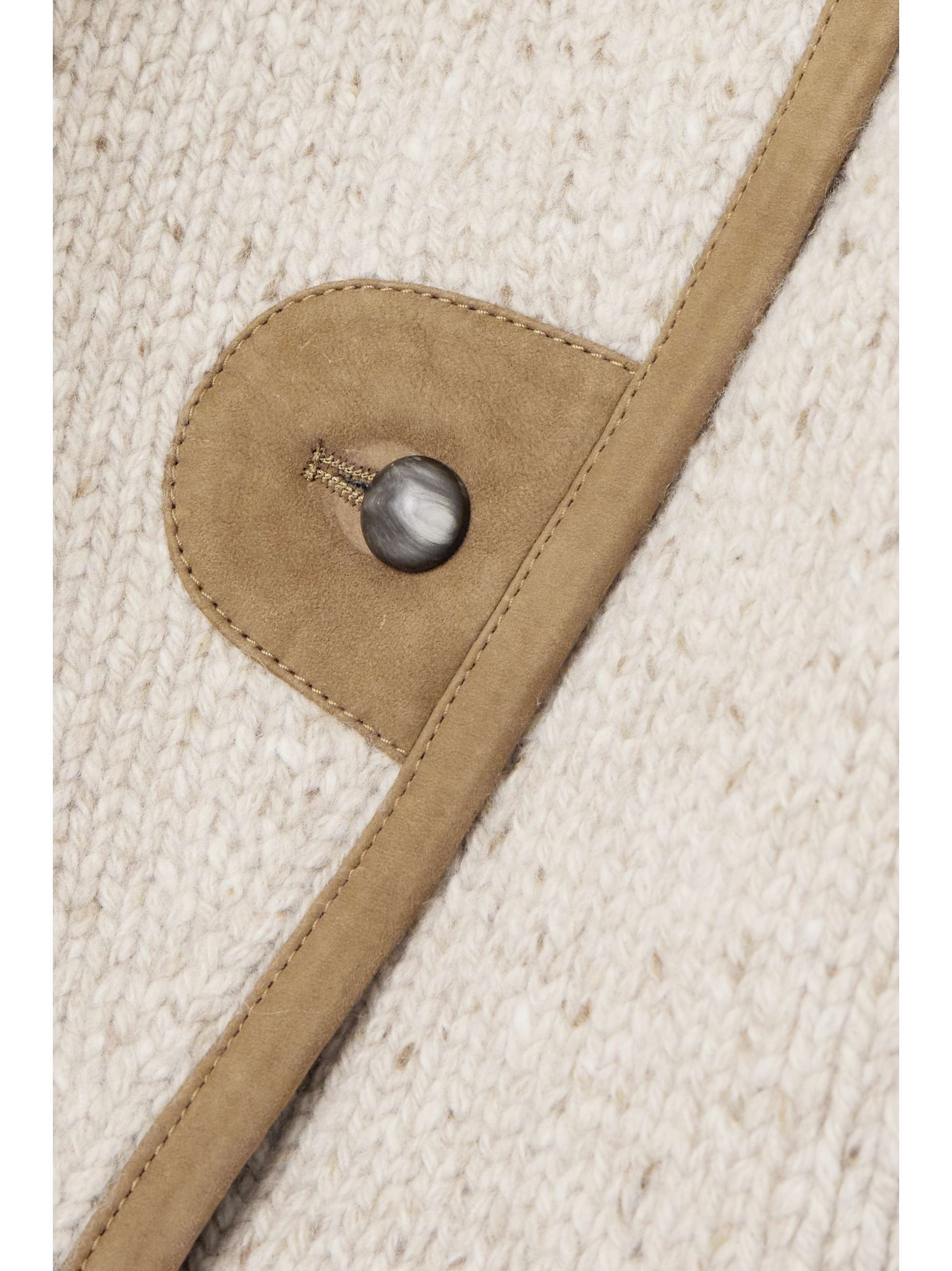 Newcastle asymmetric suede-trimmed wool and cashmere-blend cardigan view